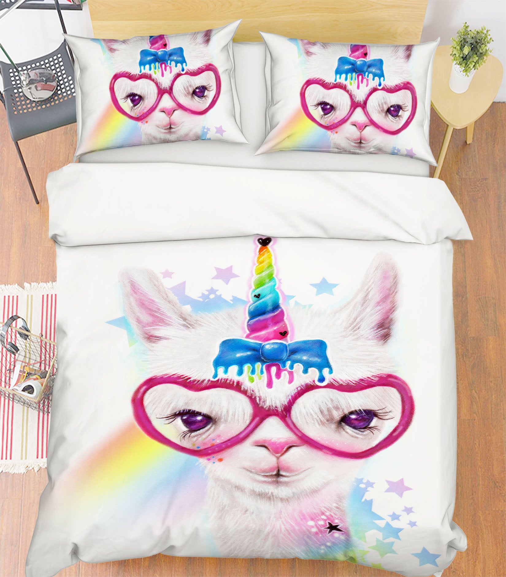 3D Rainbow Alpaca 8569 Sheena Pike Bedding Bed Pillowcases Quilt Cover Duvet Cover