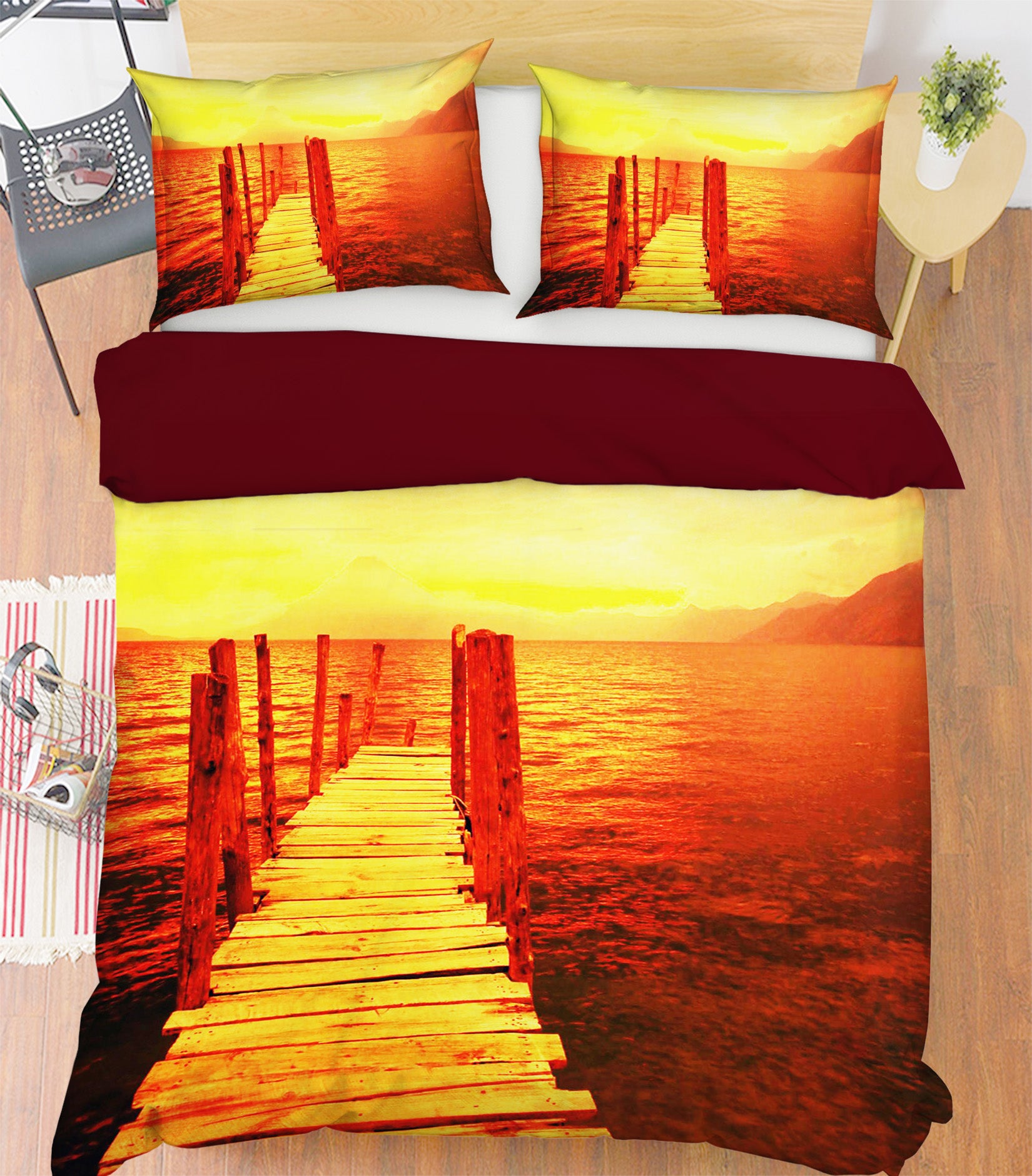 3D Sunset Pier 045 Bed Pillowcases Quilt