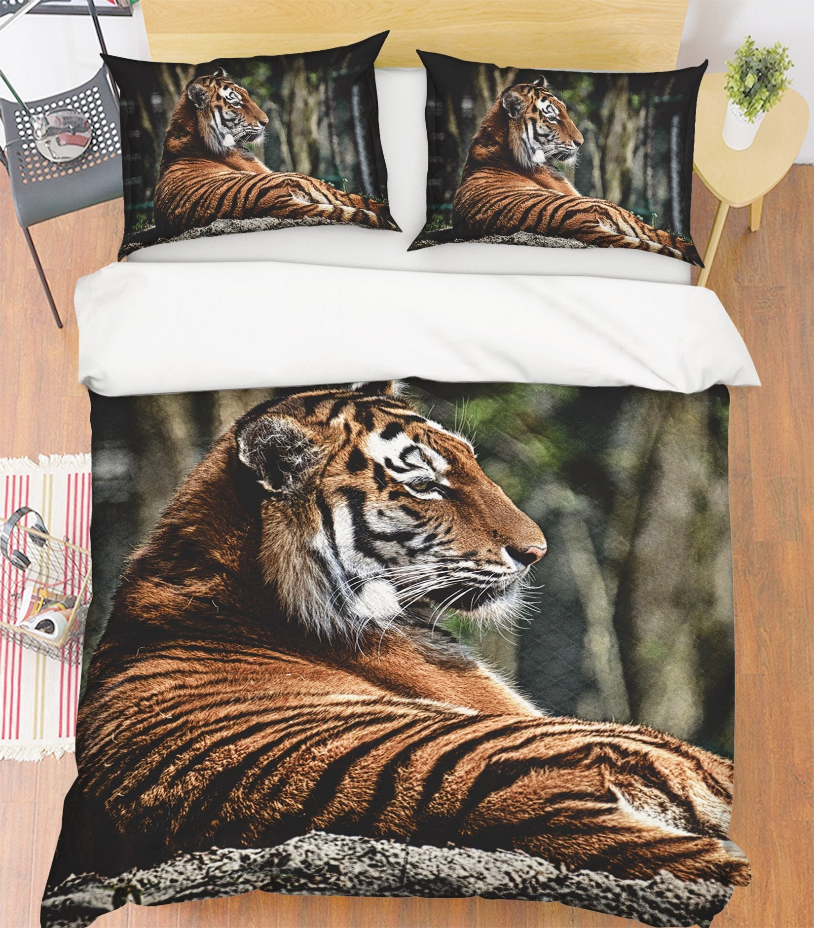 3D Tiger 2008 Bed Pillowcases Quilt Quiet Covers AJ Creativity Home 