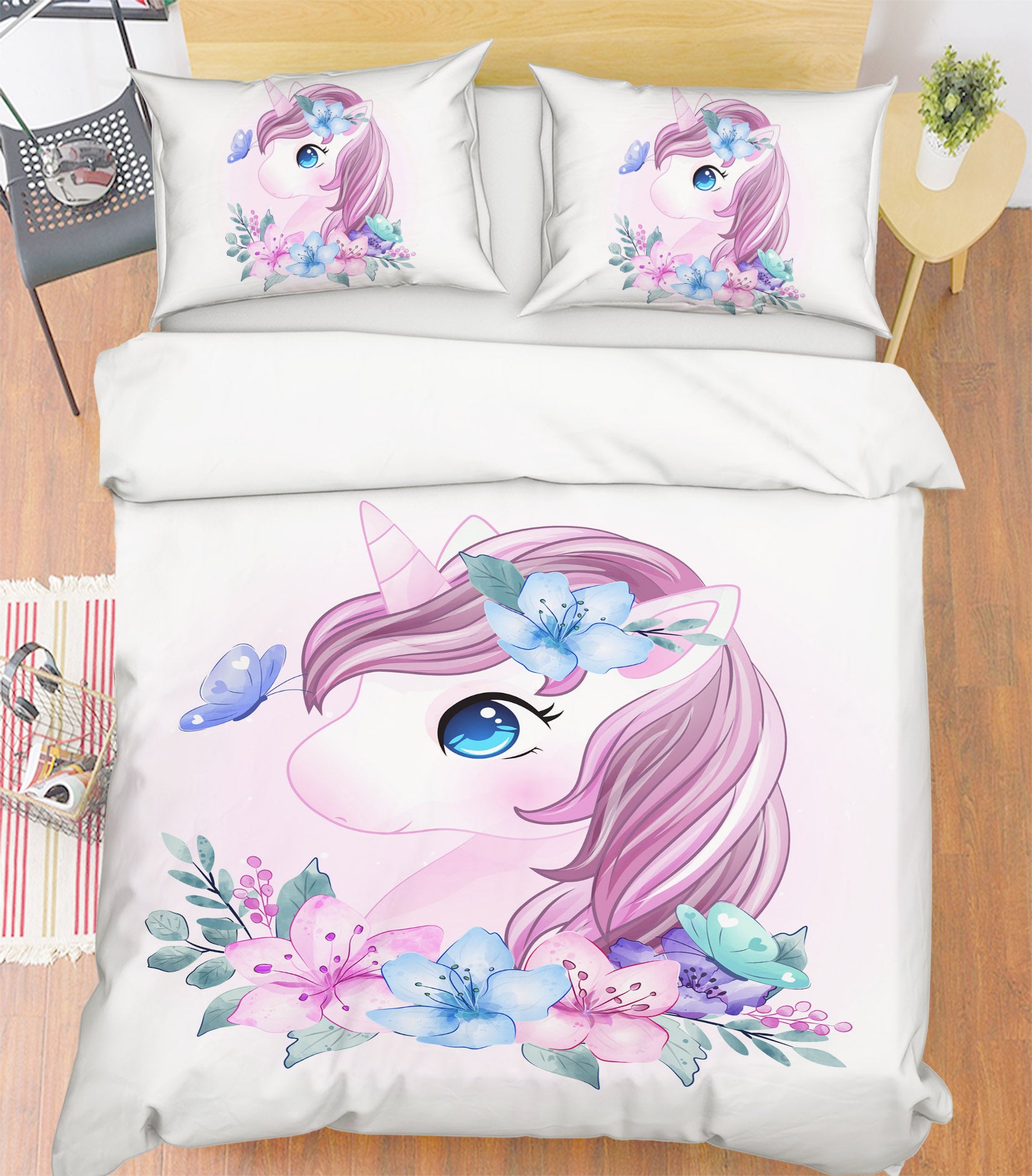3D Flowers Unicorn 63232 Bed Pillowcases Quilt