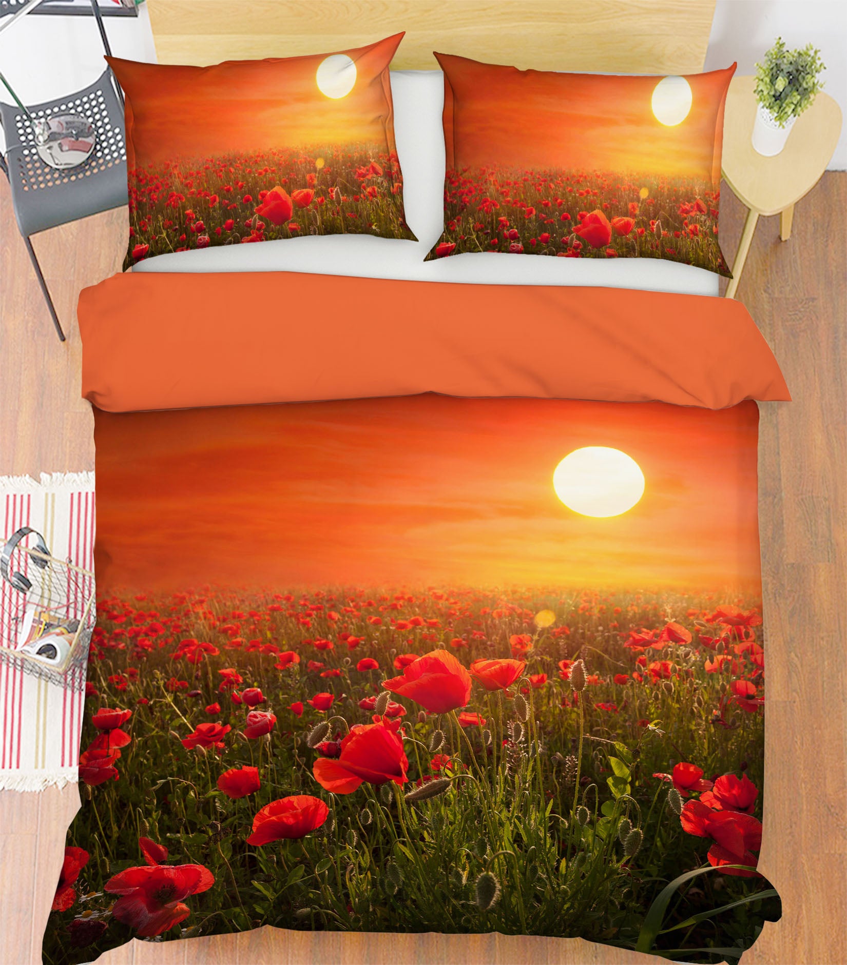 3D Sunset Flower Field 075 Marco Carmassi Bedding Bed Pillowcases Quilt