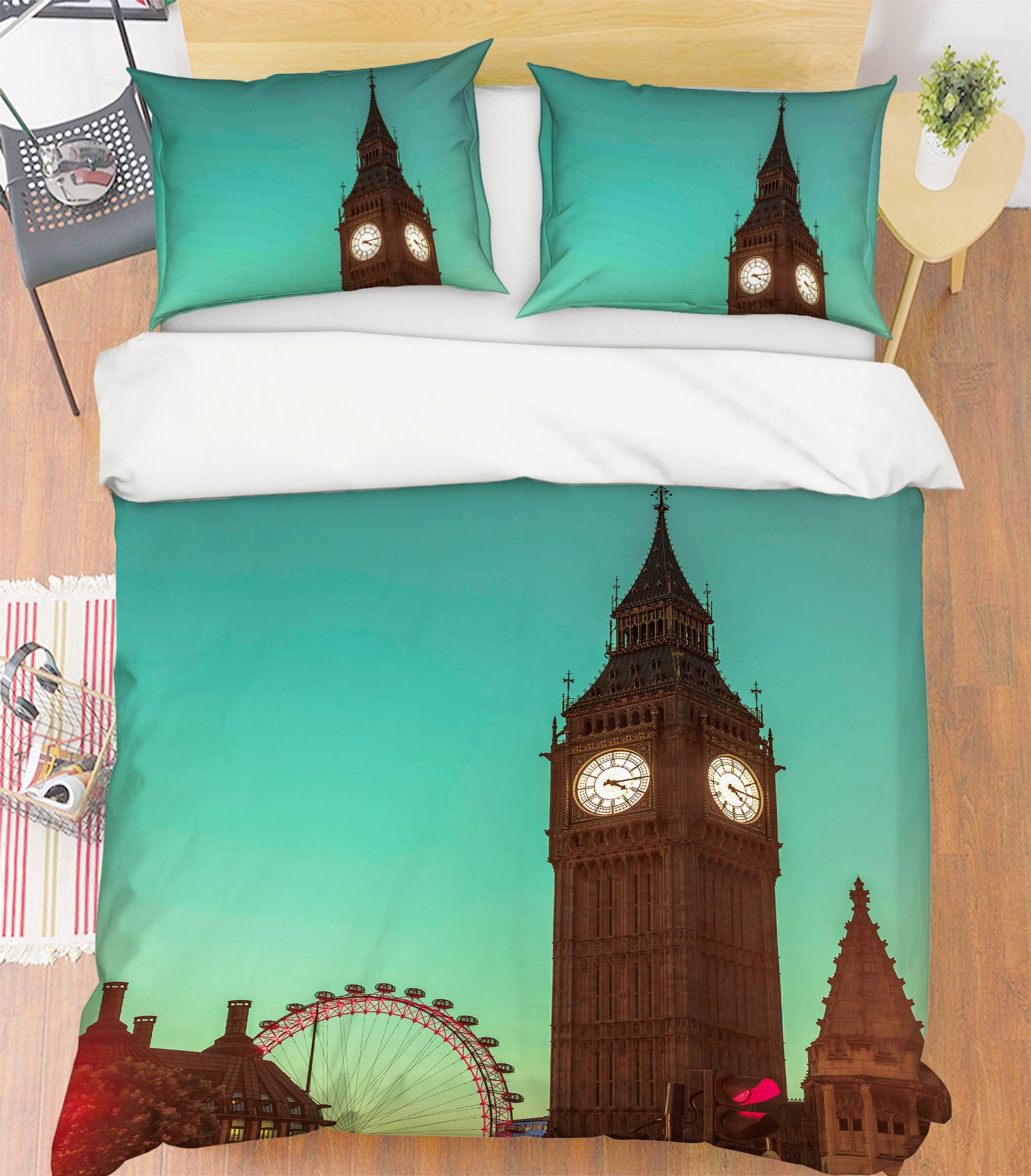 3D Clock Tower Ferris Wheel 8634 Assaf Frank Bedding Bed Pillowcases Quilt