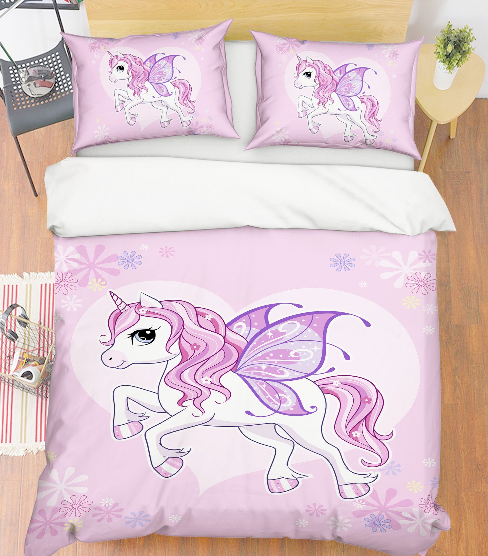 3D Pink Purple Wings Unicorn 63237 Bed Pillowcases Quilt