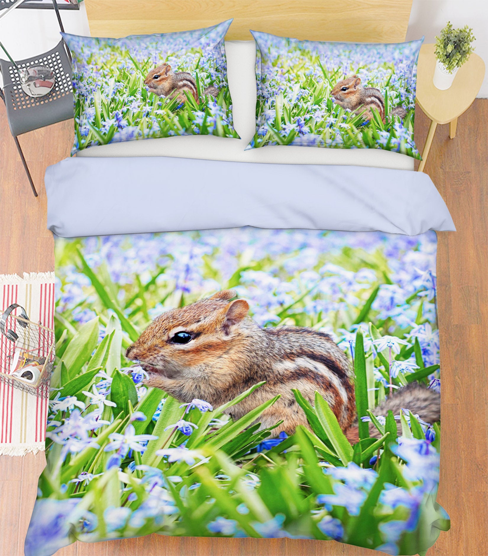 3D Squirrel Flower 041 Bed Pillowcases Quilt