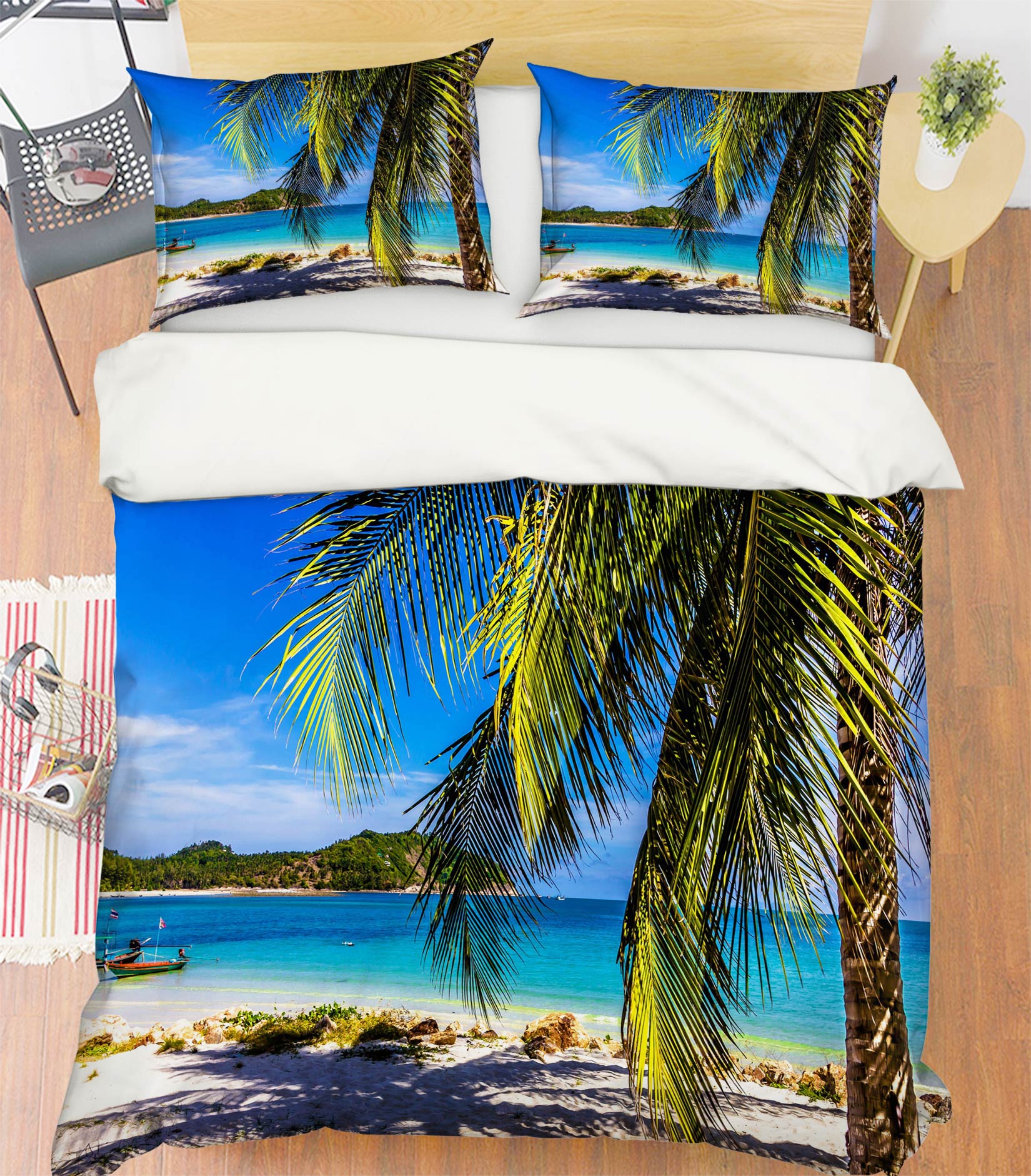 3D Beach Coconut Tree 67172 Bed Pillowcases Quilt