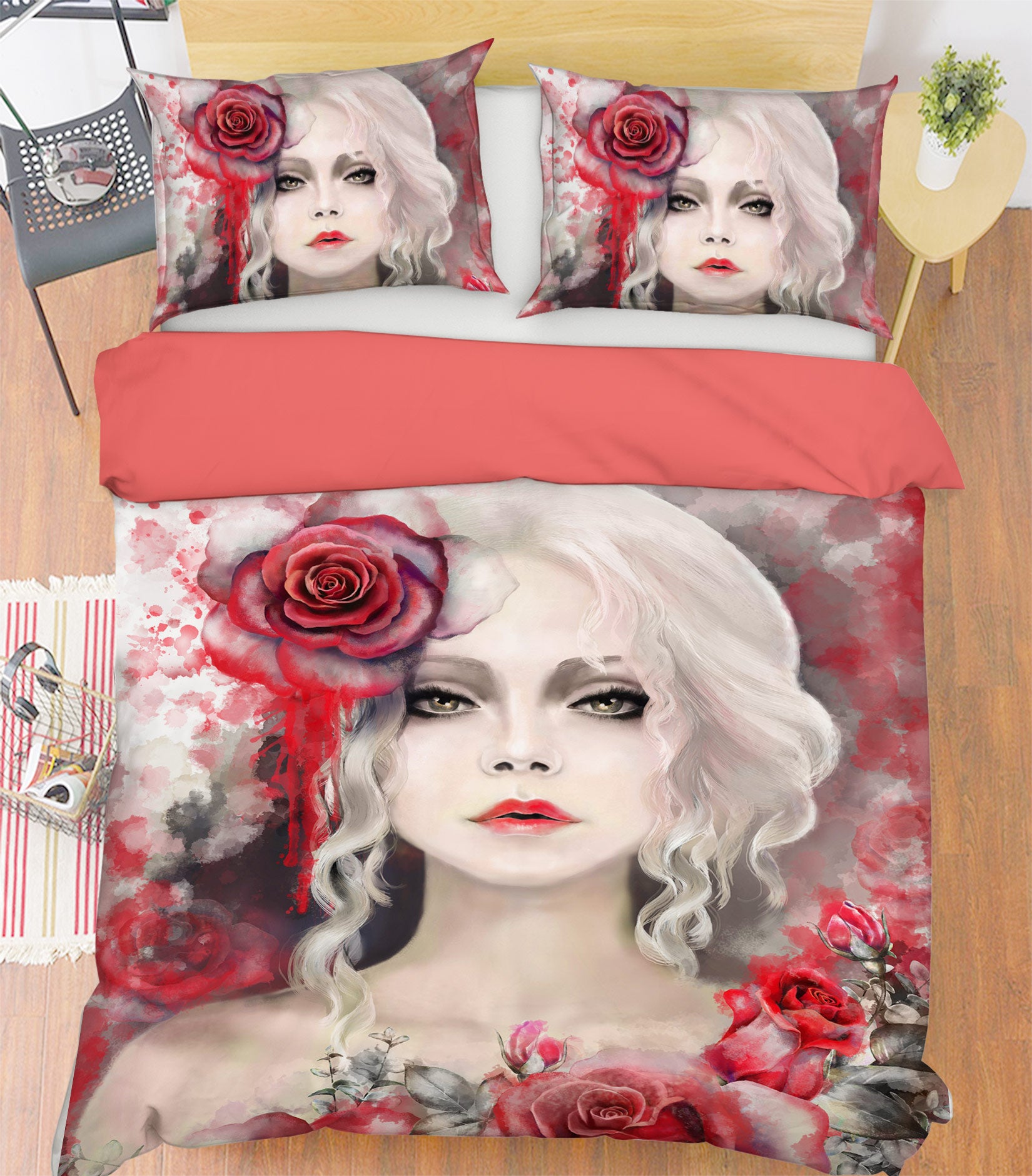 3D Lady Rose 041 Bed Pillowcases Quilt