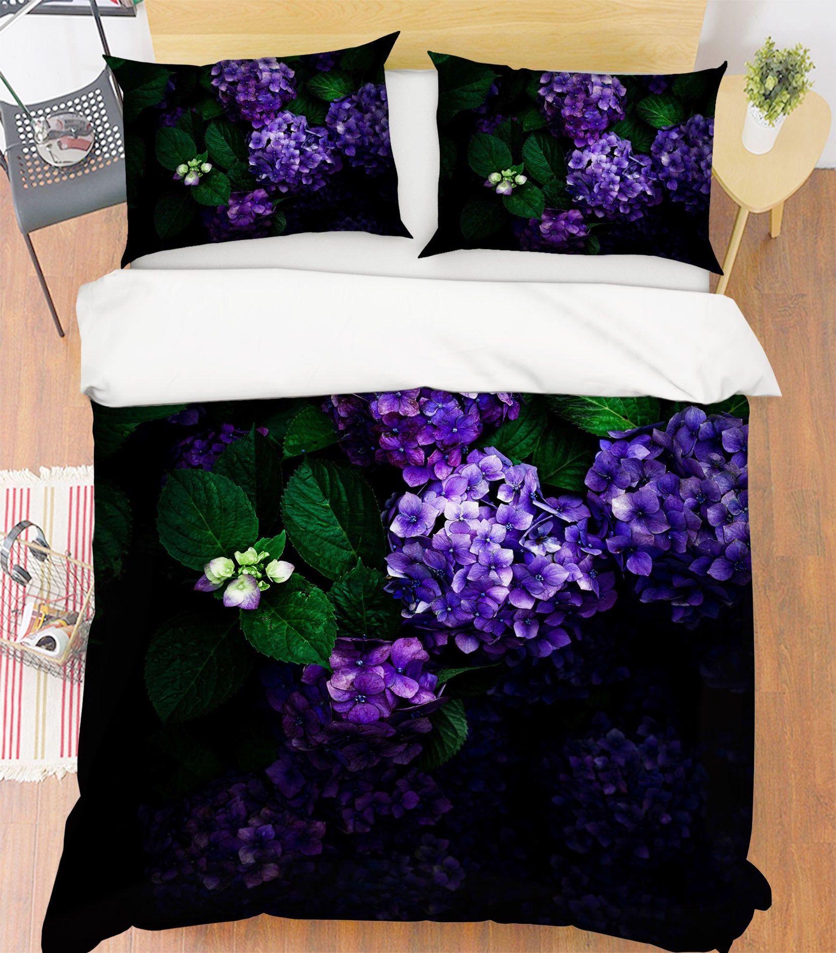 3D Purple Hydrangea 2009 Noirblanc777 Bedding Bed Pillowcases Quilt