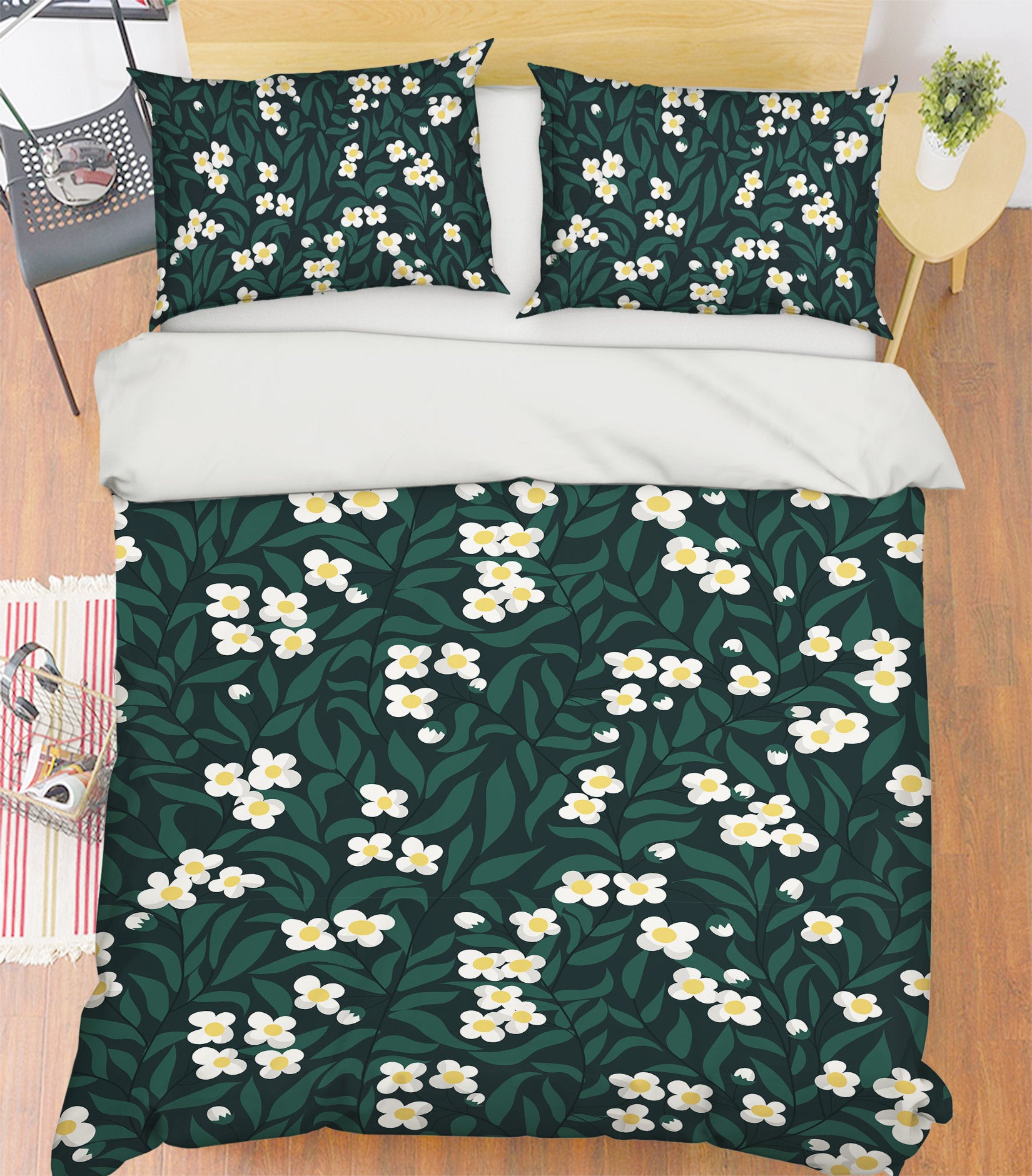 3D White Flower Leaf 109124 Kashmira Jayaprakash Bedding Bed Pillowcases Quilt