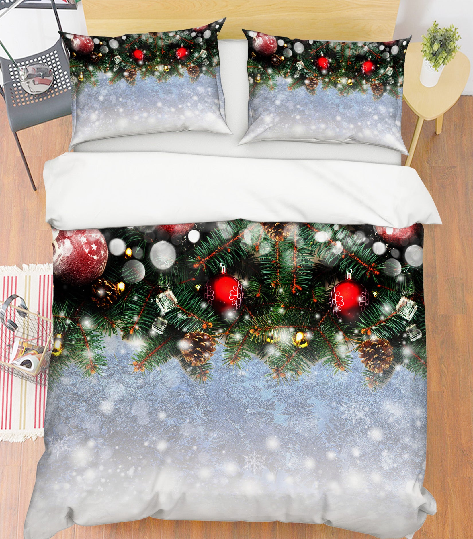 3D Branches Snowflake 53027 Christmas Quilt Duvet Cover Xmas Bed Pillowcases