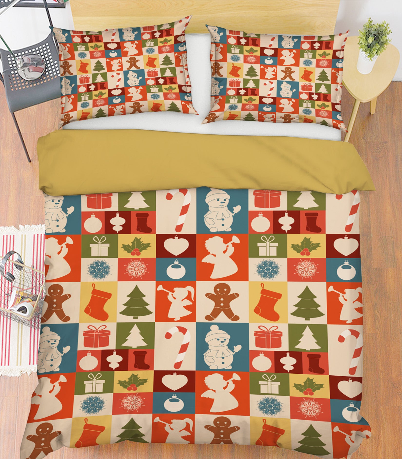 3D Snowman Christmas Check Pattern 31125 Christmas Quilt Duvet Cover Xmas Bed Pillowcases