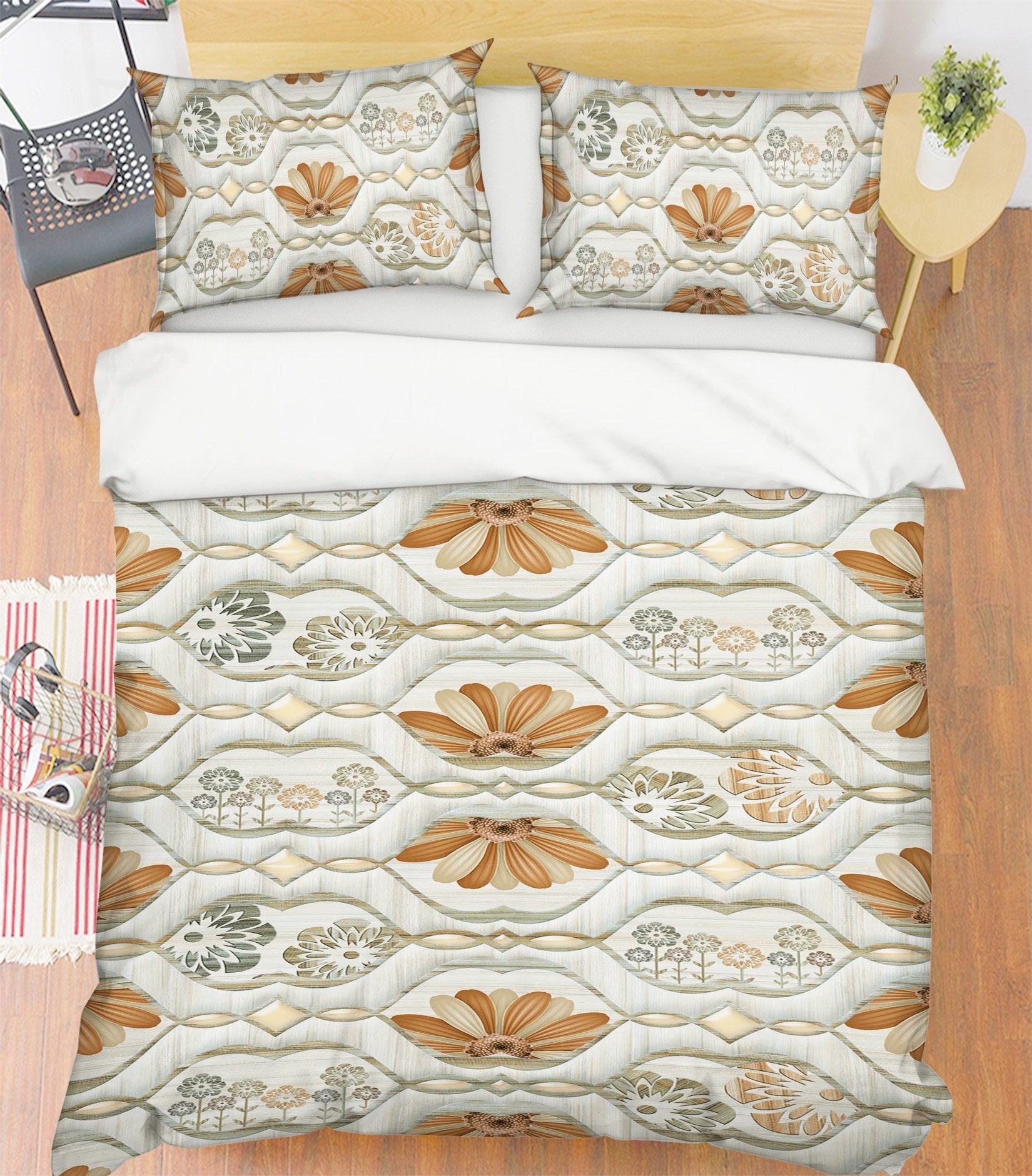 3D Blooming Flower Pattern 033 Bed Pillowcases Quilt Wallpaper AJ Wallpaper 