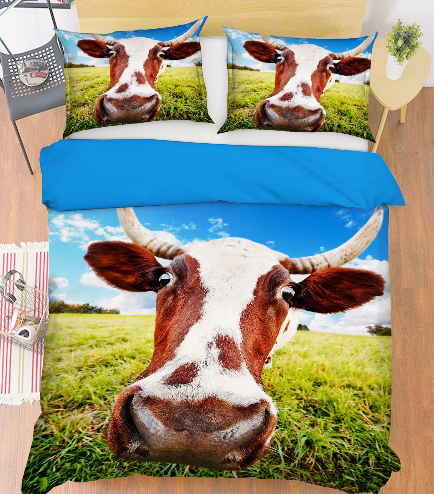 3D Lawn Cow 133 Bed Pillowcases Quilt