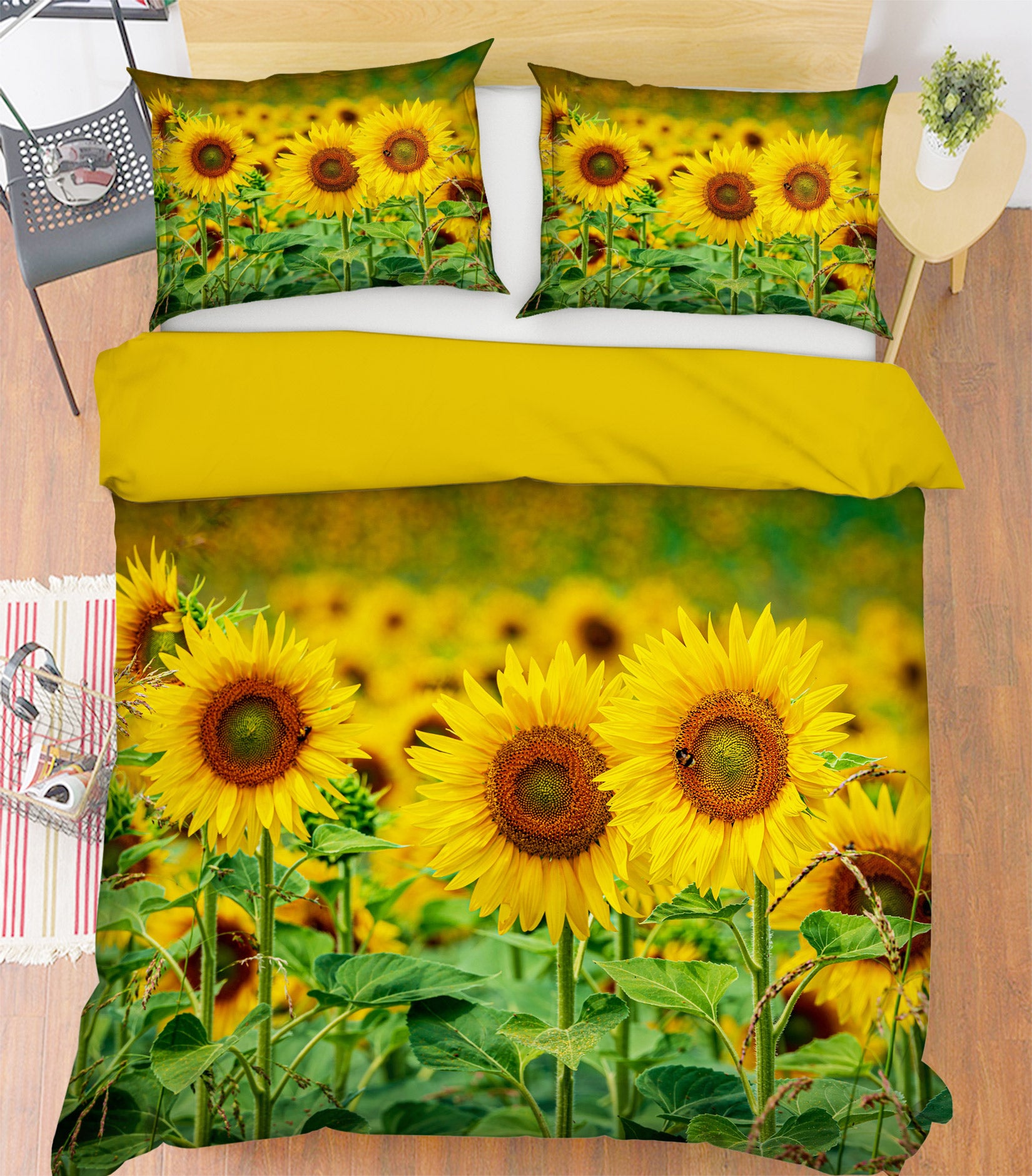 3D Sunflower Bush 67136 Bed Pillowcases Quilt