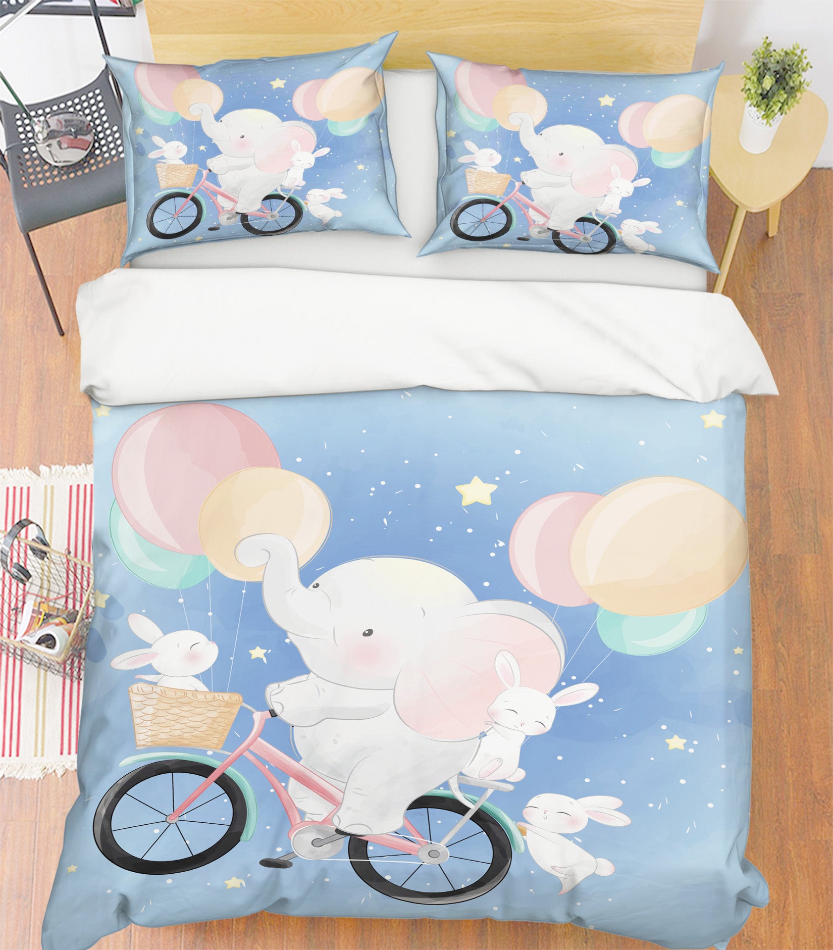 3D Bicycle Elephant Balloon 67042 Bed Pillowcases Quilt