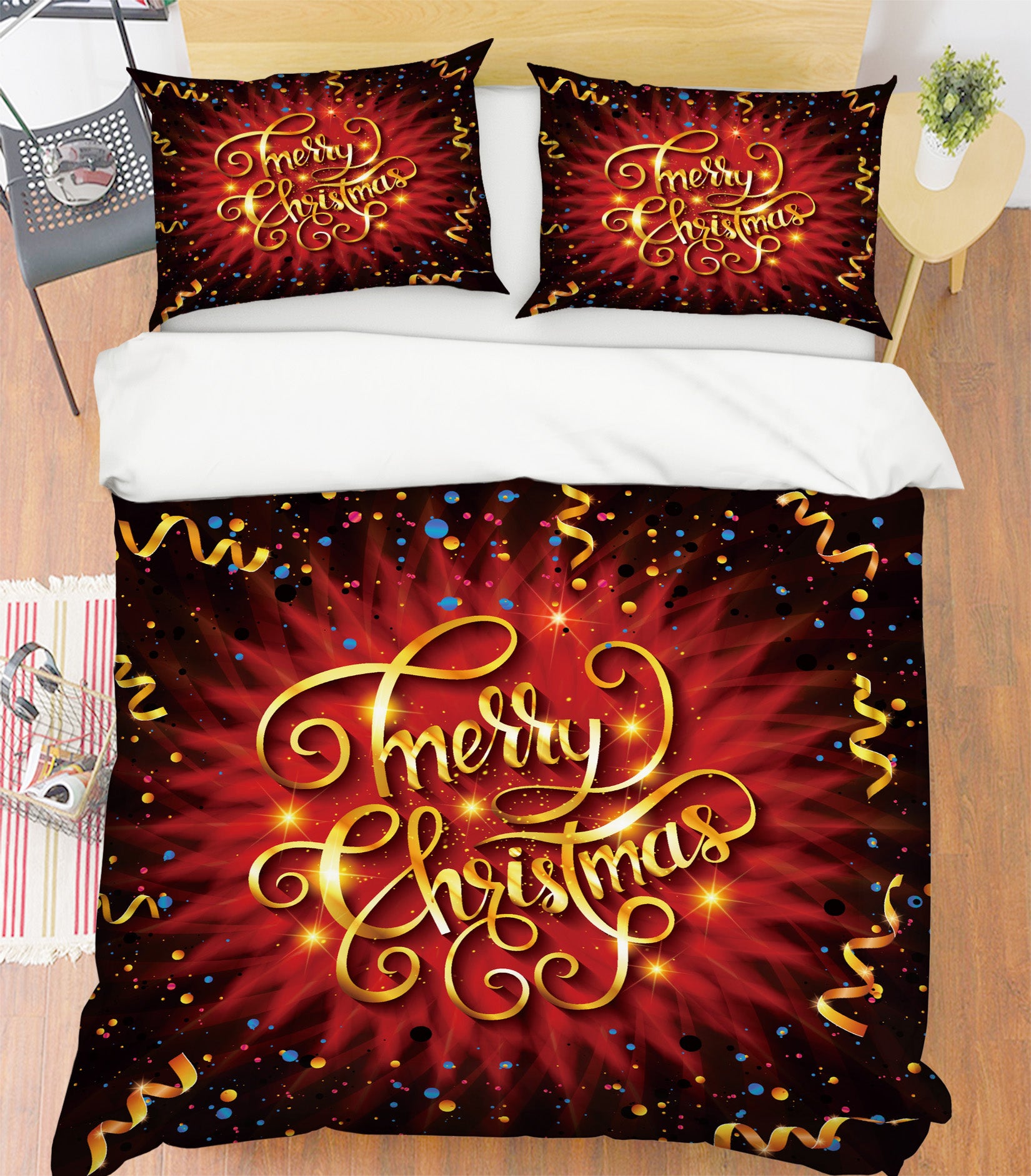 3D Golden Bar 53041 Christmas Quilt Duvet Cover Xmas Bed Pillowcases