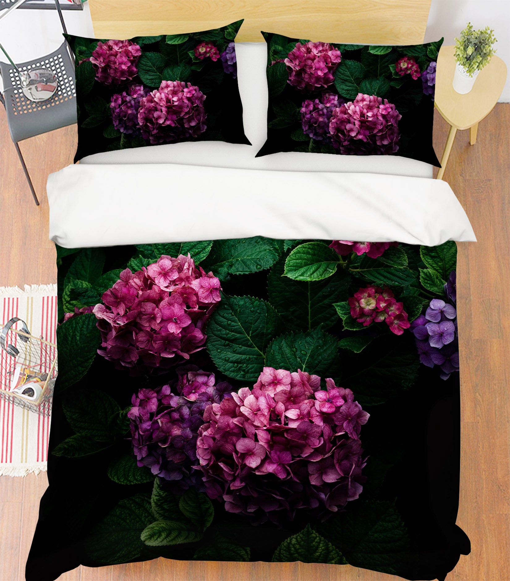 3D Pink Hydrangea 2008 Noirblanc777 Bedding Bed Pillowcases Quilt