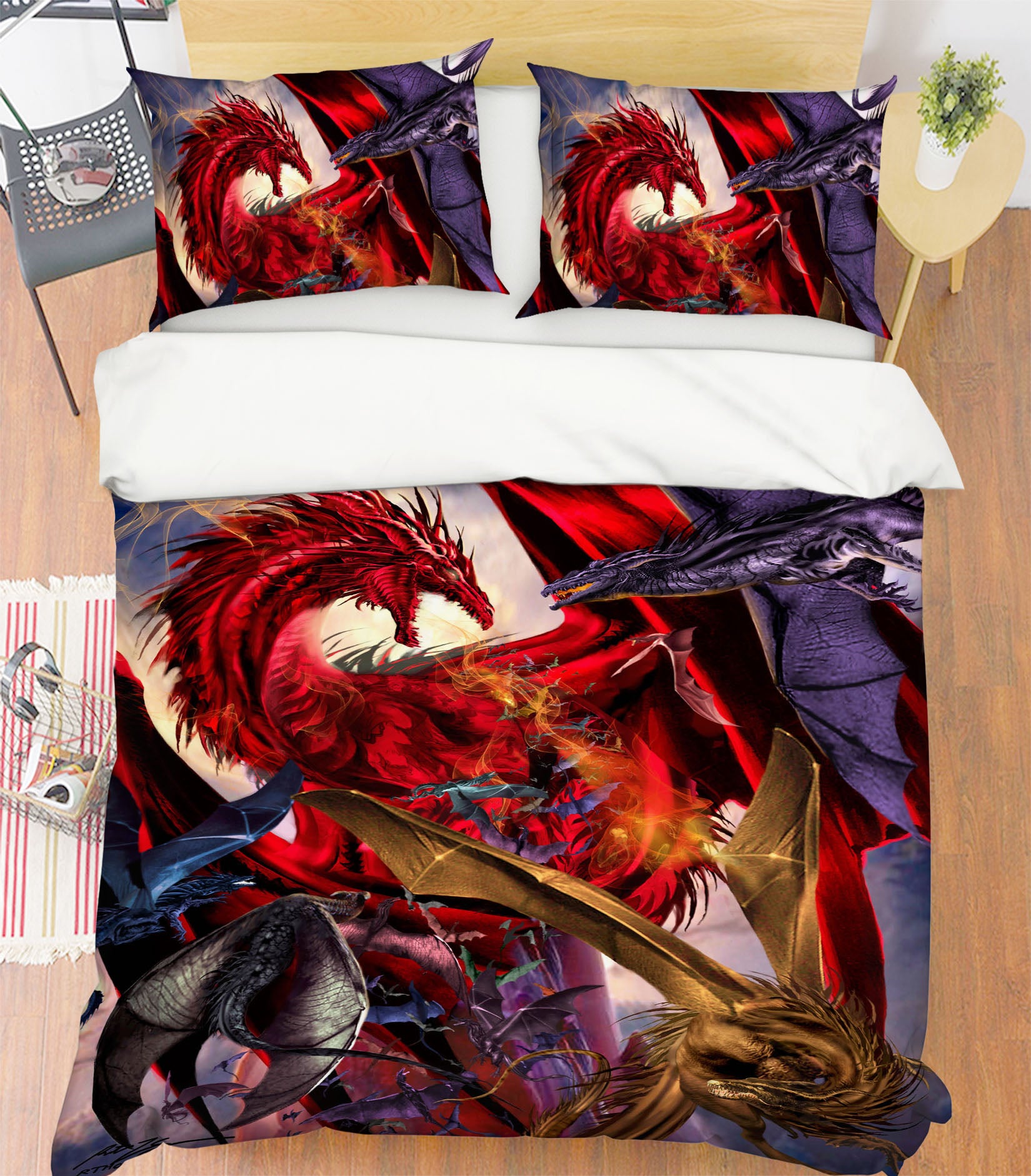 3D Red Dragon 8312 Ruth Thompson Bedding Bed Pillowcases Quilt Cover Duvet Cover