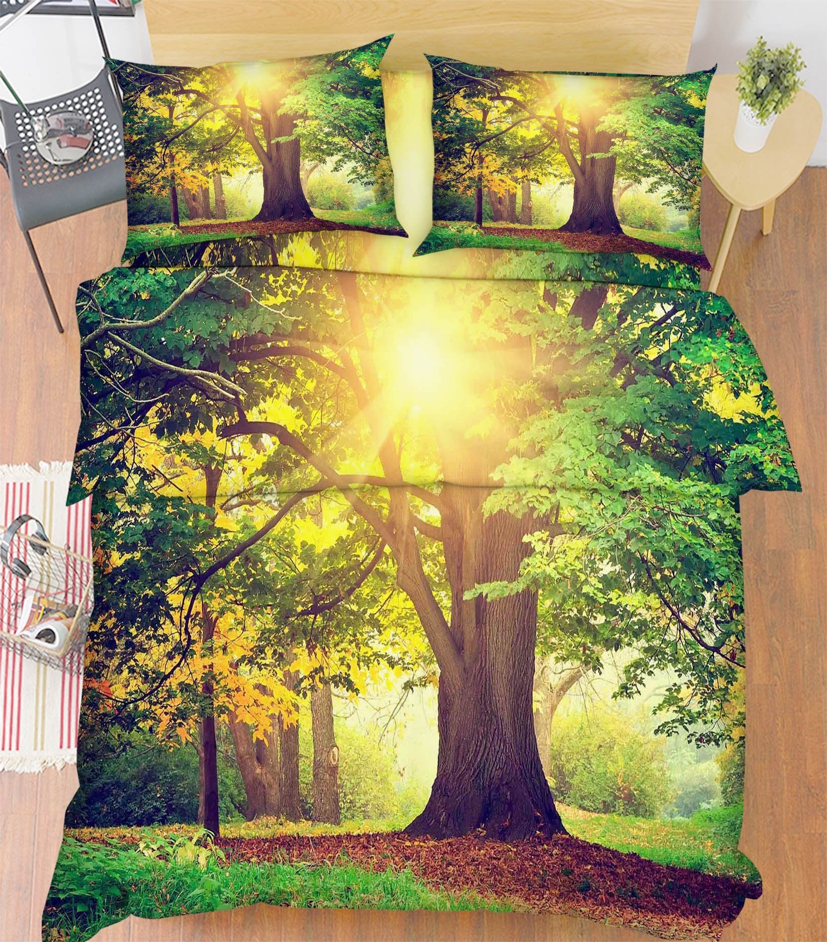3D Pretty Tree Sunshine 86 Bed Pillowcases Quilt Wallpaper AJ Wallpaper 