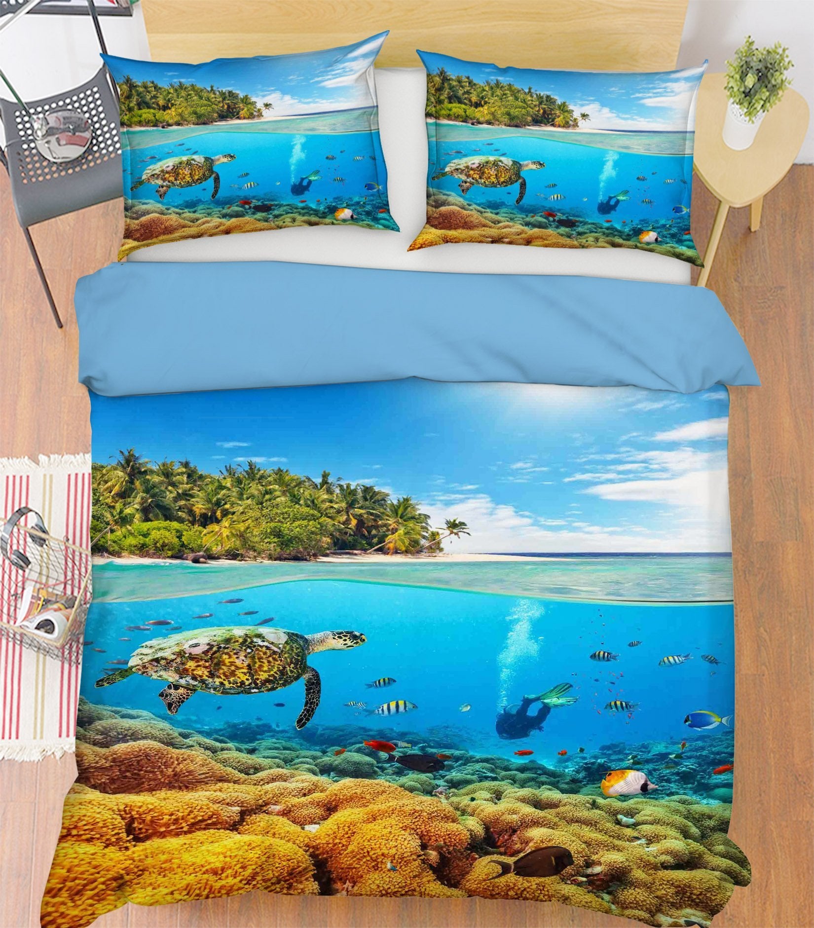 3D Turtle Coral 010 Bed Pillowcases Quilt Wallpaper AJ Wallpaper 