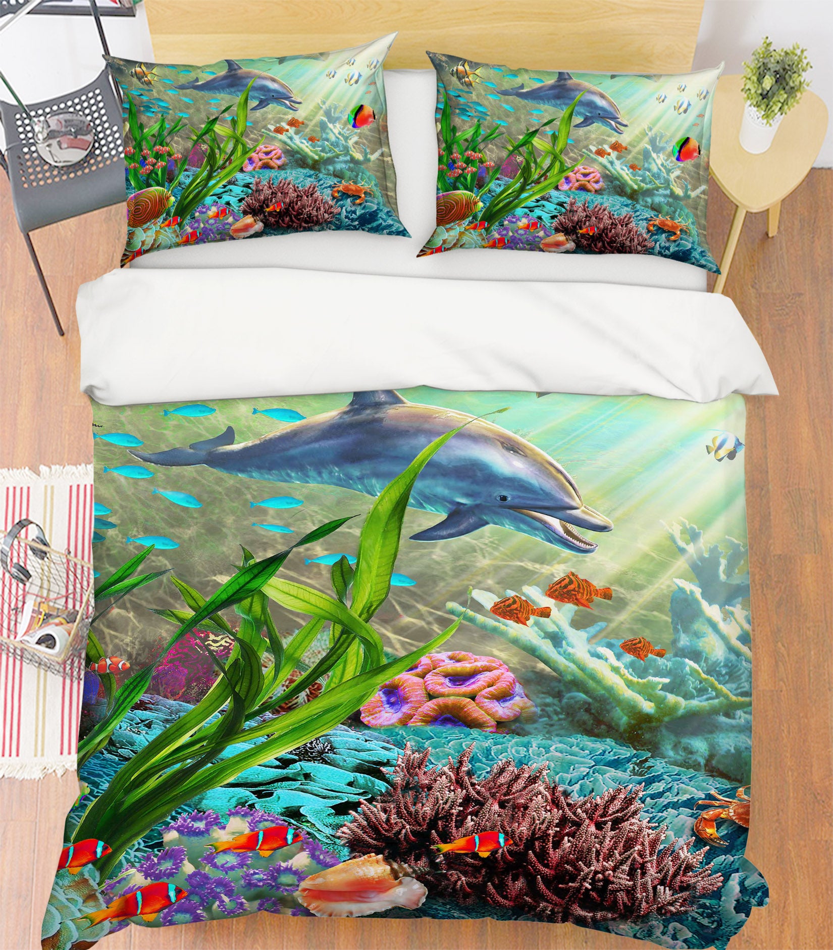 3D Happy Dolphin 2035 Adrian Chesterman Bedding Bed Pillowcases Quilt