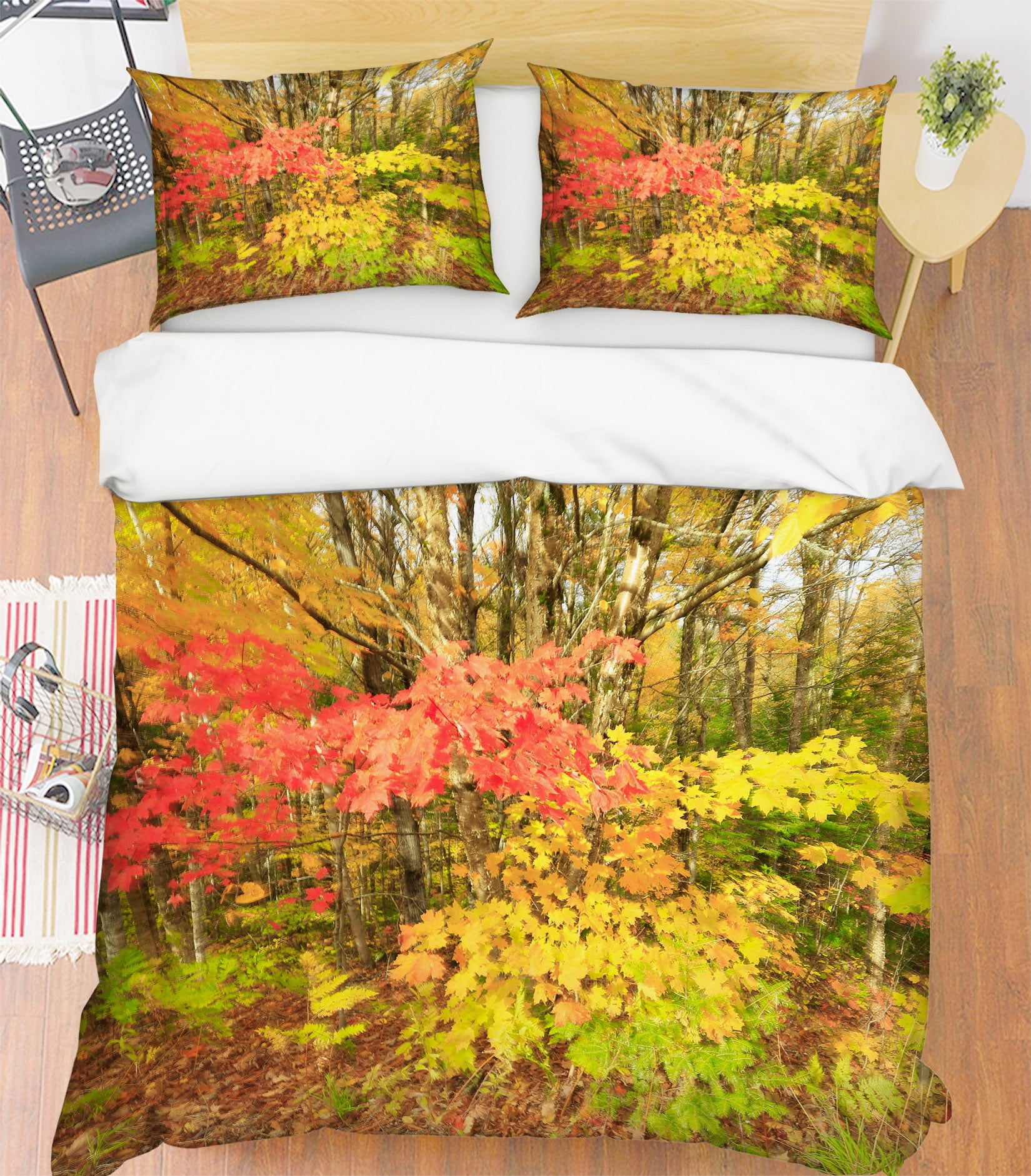 3D Forest Leaves 62175 Kathy Barefield Bedding Bed Pillowcases Quilt
