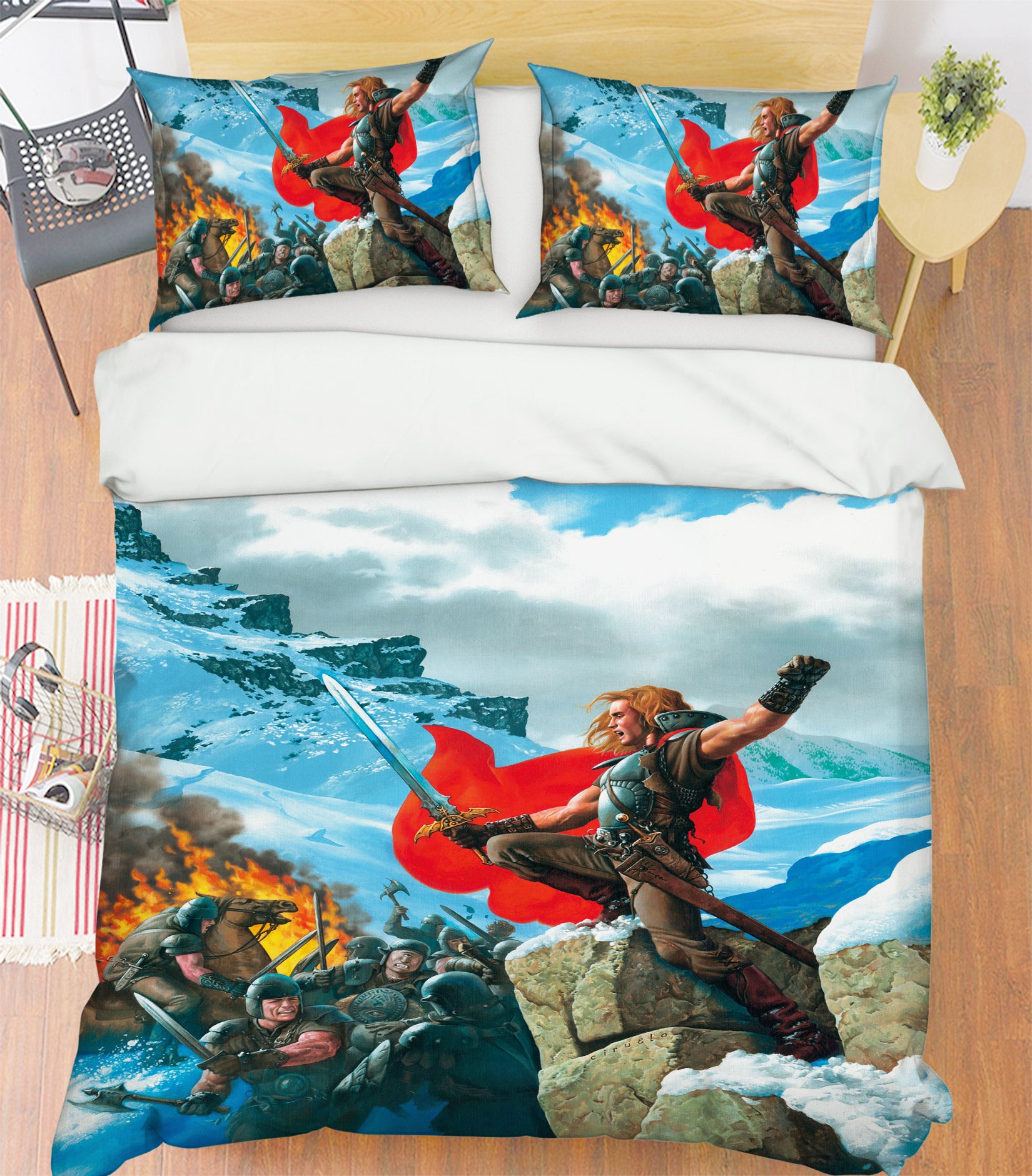 3D Snow Mountain Warrior 6188 Ciruelo Bedding Bed Pillowcases Quilt