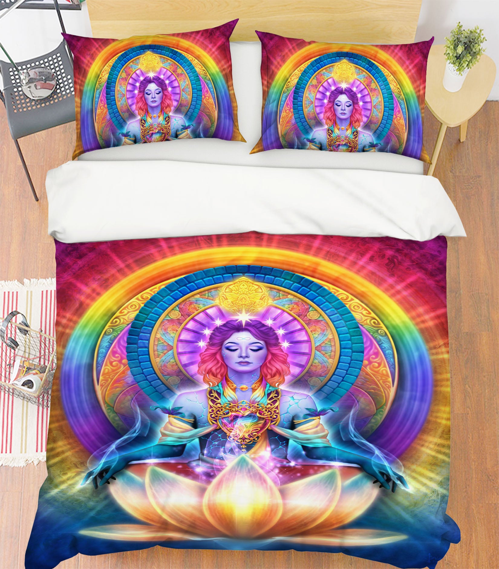 3D Colorful Lotus Woman 8854 Brigid Ashwood Bedding Bed Pillowcases Quilt Cover Duvet Cover