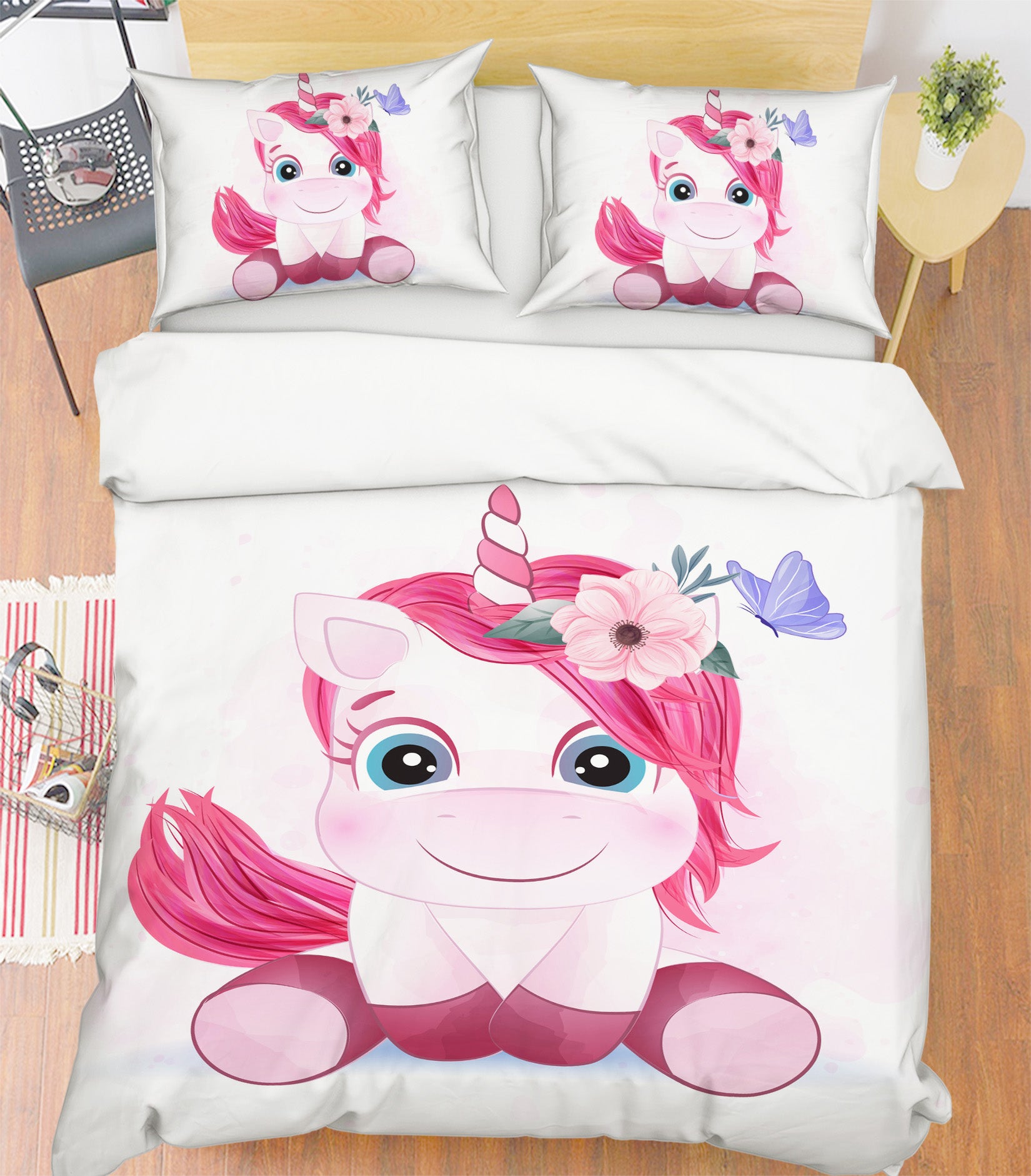 3D Pink Unicorn 63231 Bed Pillowcases Quilt