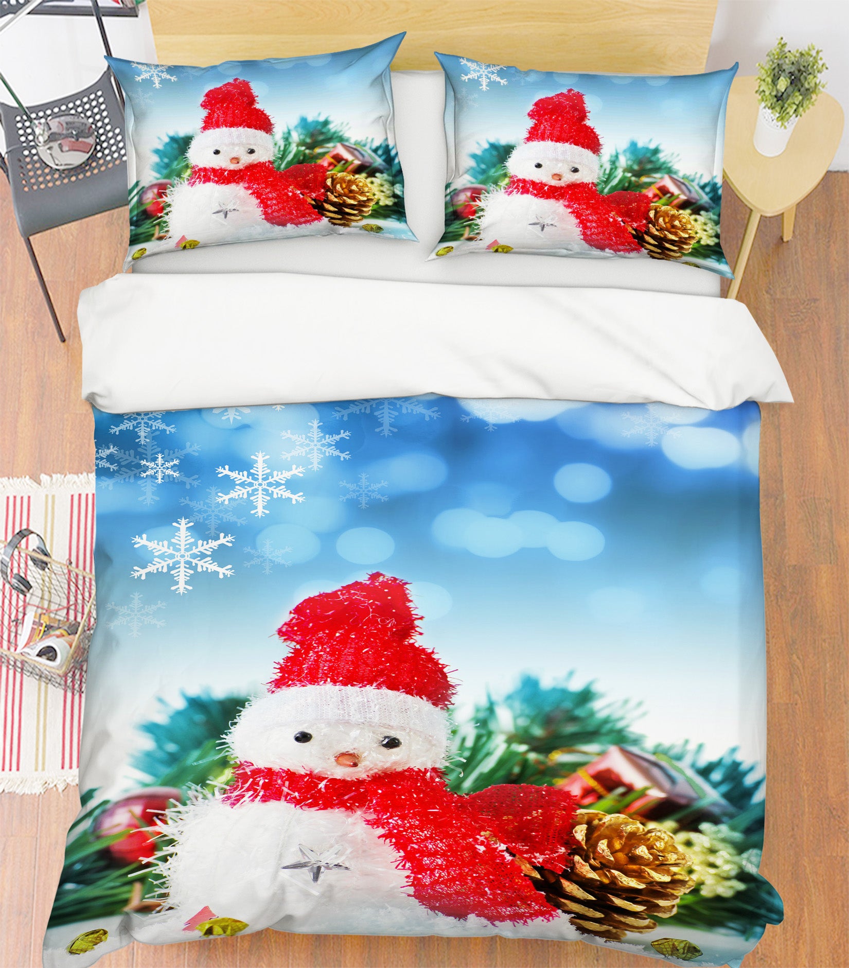 3D Snowman Doll 52230 Christmas Quilt Duvet Cover Xmas Bed Pillowcases