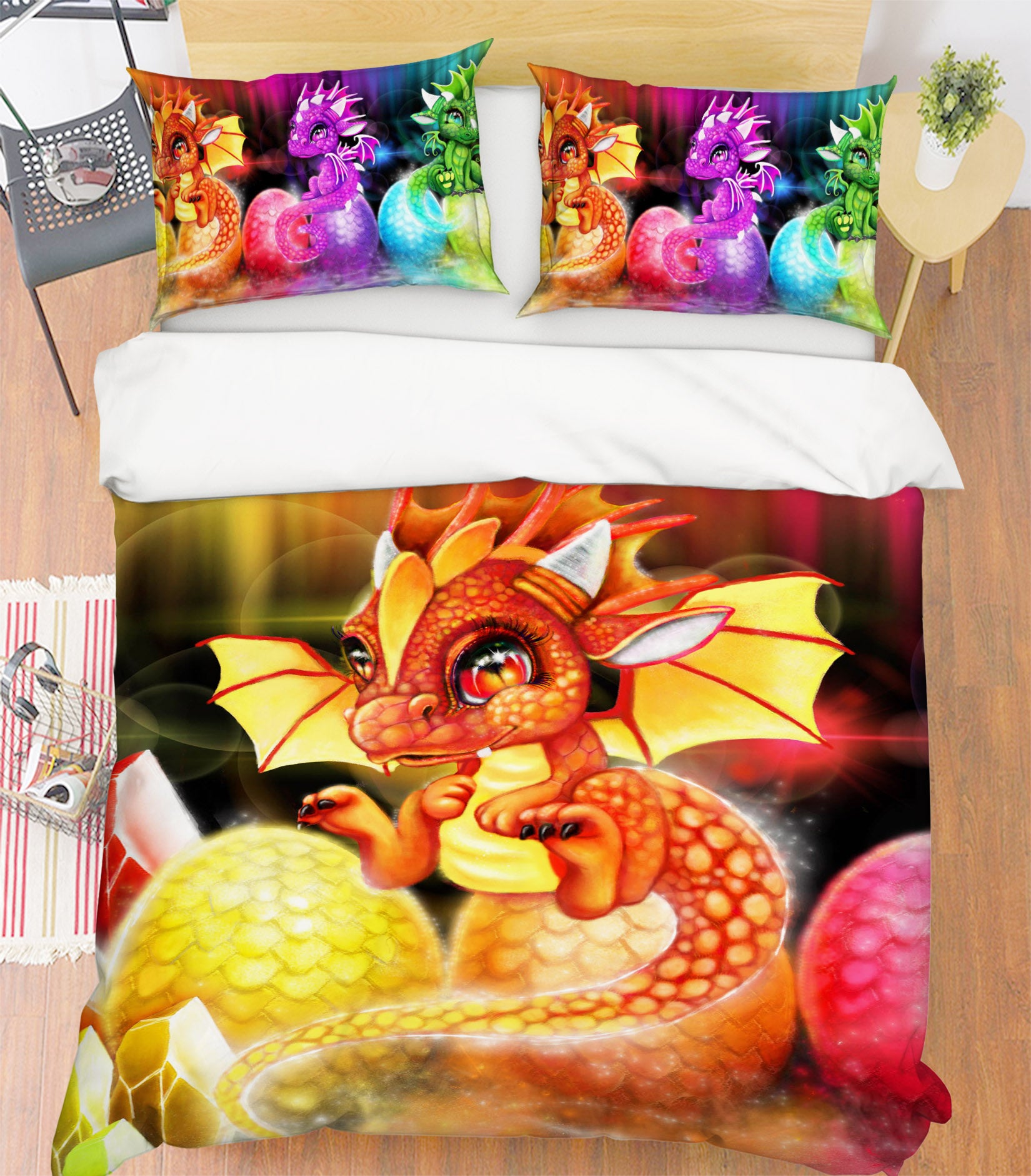 3D Yellow Dragon 8563 Sheena Pike Bedding Bed Pillowcases Quilt Cover Duvet Cover