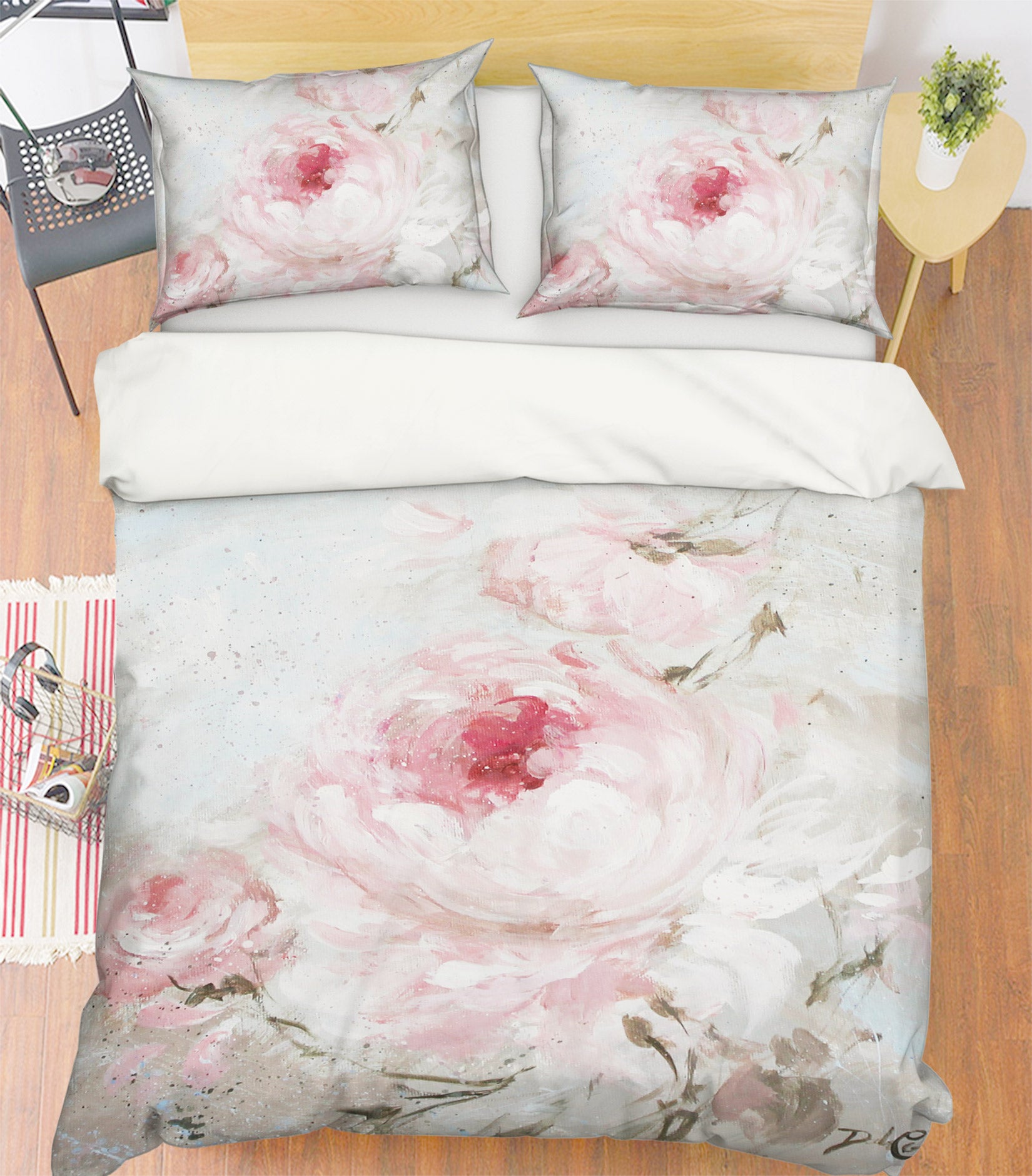3D White Pink Flowers 2073 Debi Coules Bedding Bed Pillowcases Quilt