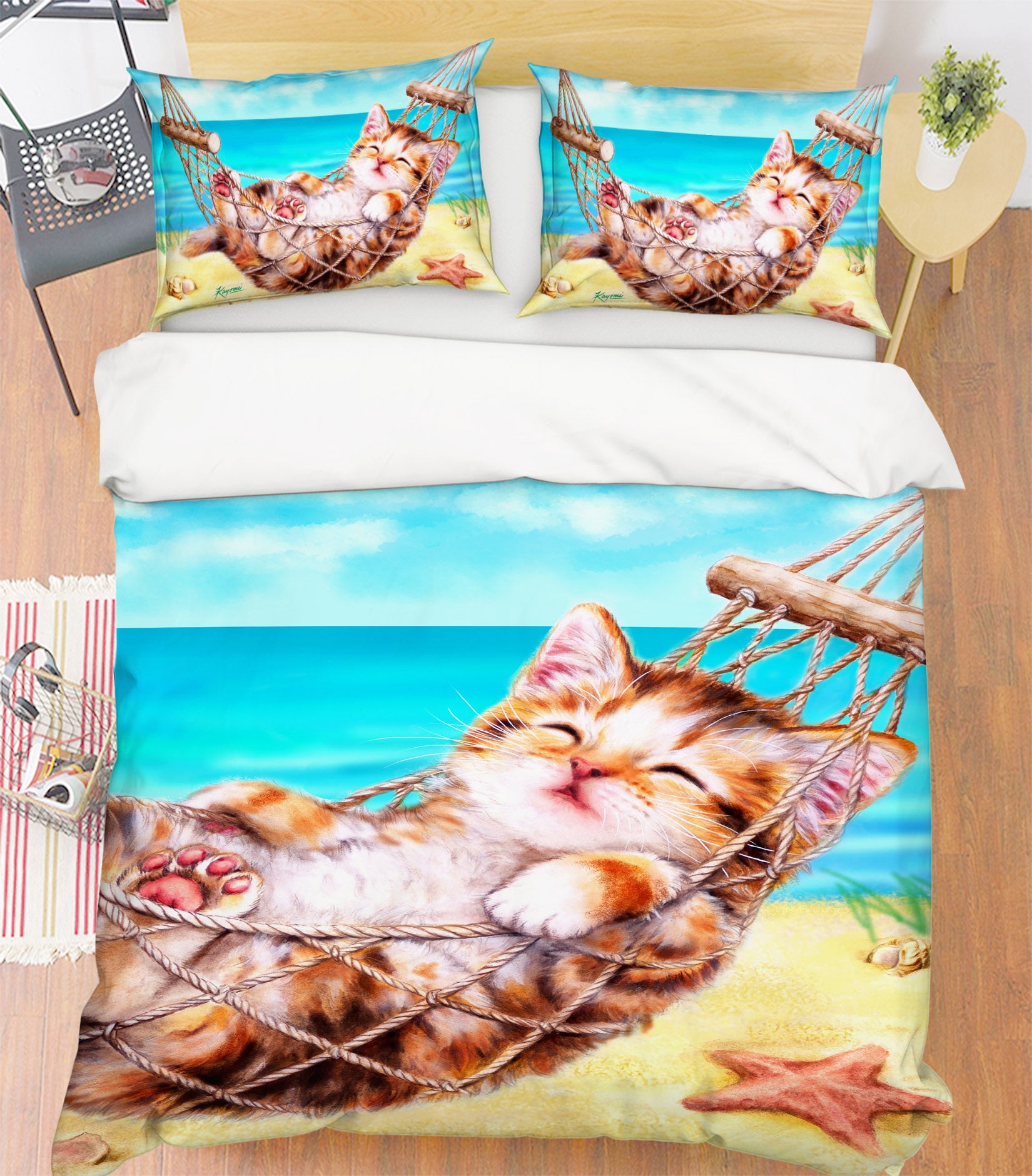 3D Beach Cat 5813 Kayomi Harai Bedding Bed Pillowcases Quilt Cover Duvet Cover