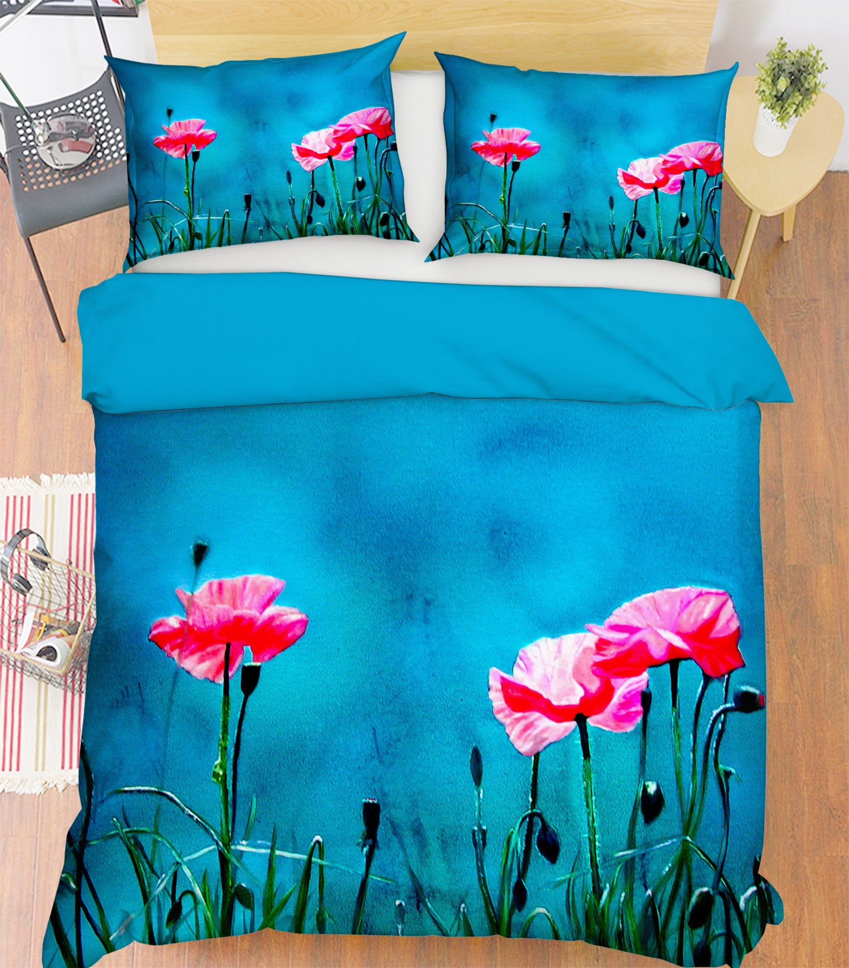 3D Pink Flowers 11049 Matthew Holden Bates Bedding Bed Pillowcases Quilt