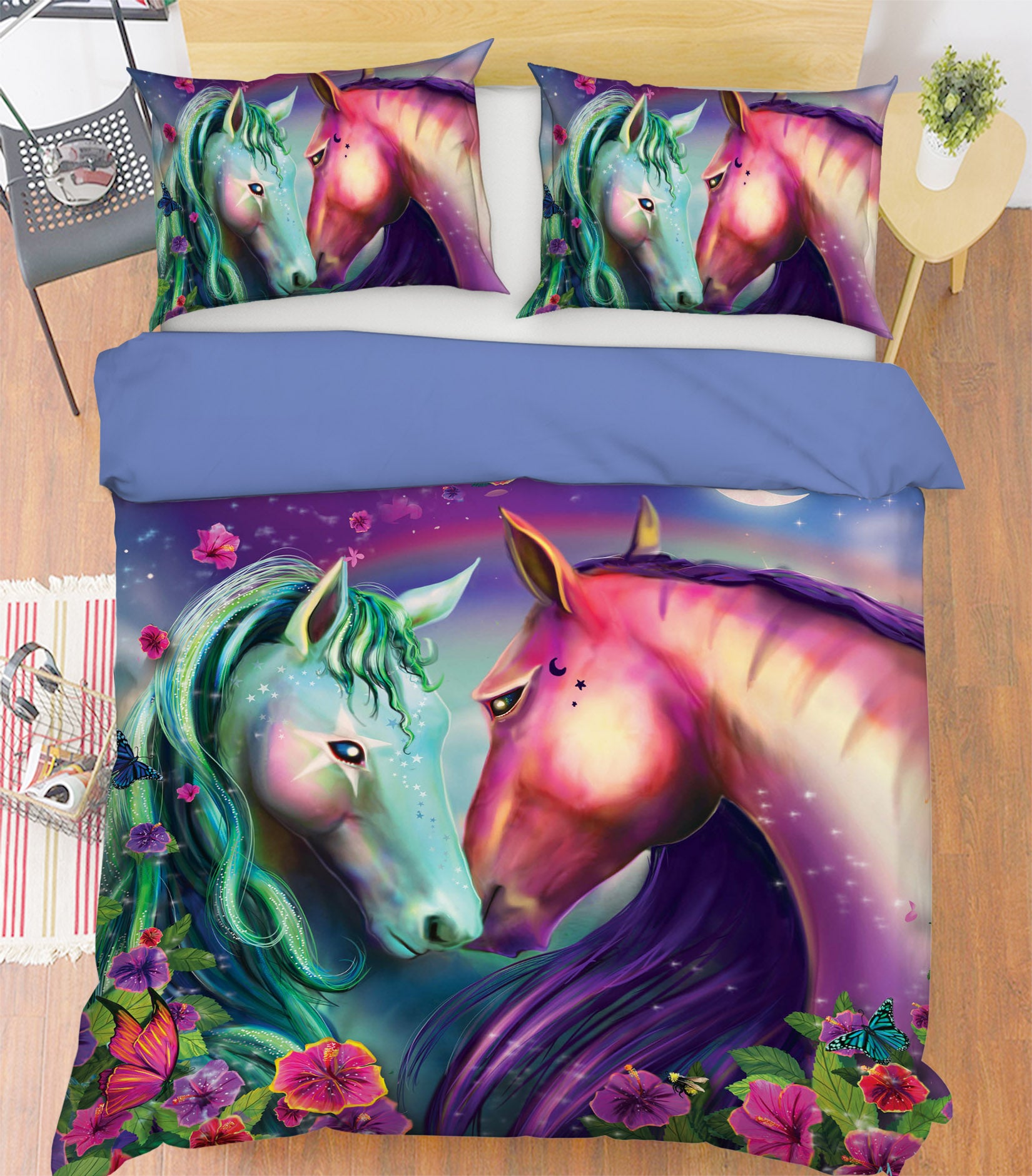 3D Unicorn Love 130 Rose Catherine Khan Bedding Bed Pillowcases Quilt