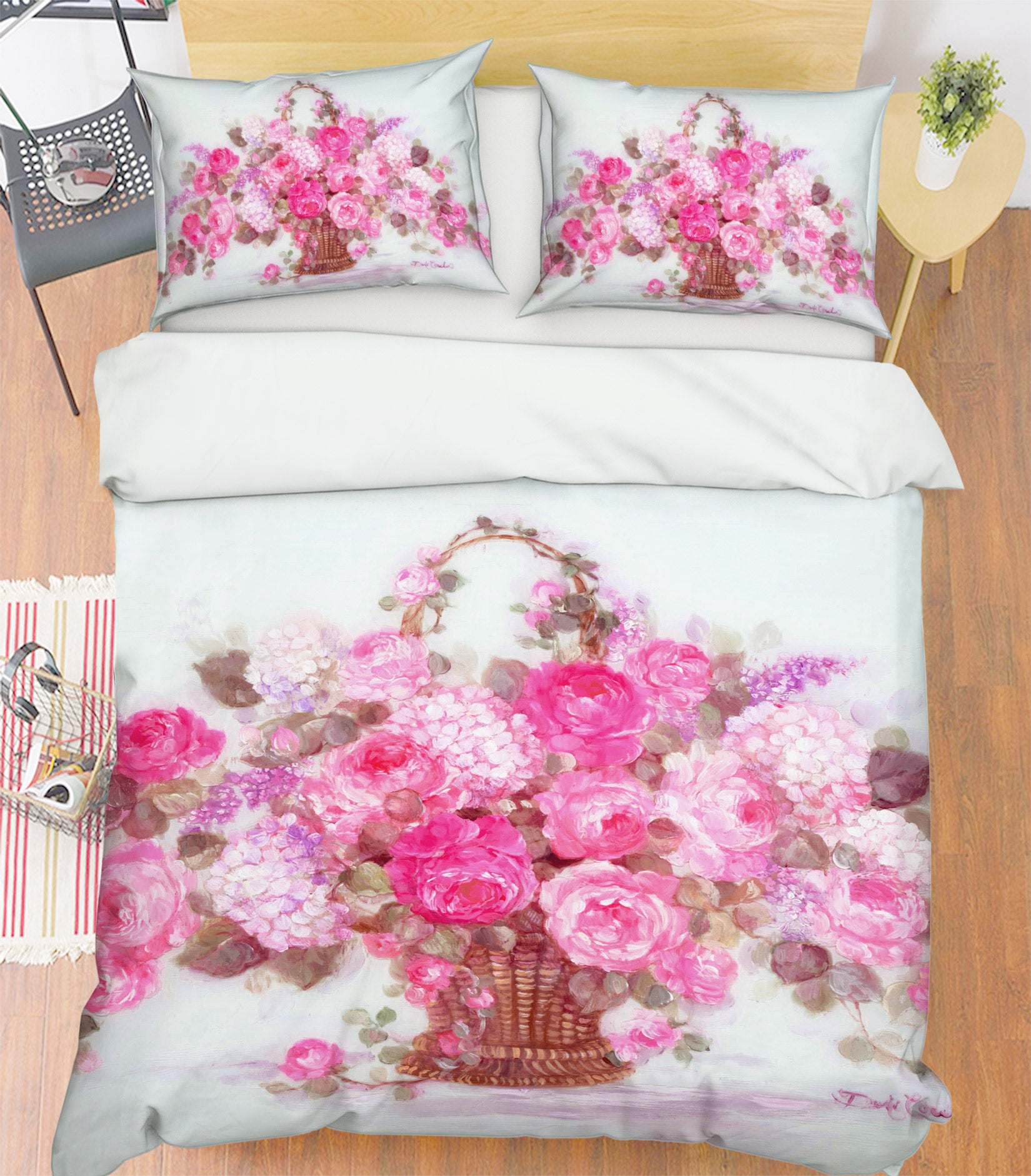 3D Pink Flower Basket 2112 Debi Coules Bedding Bed Pillowcases Quilt