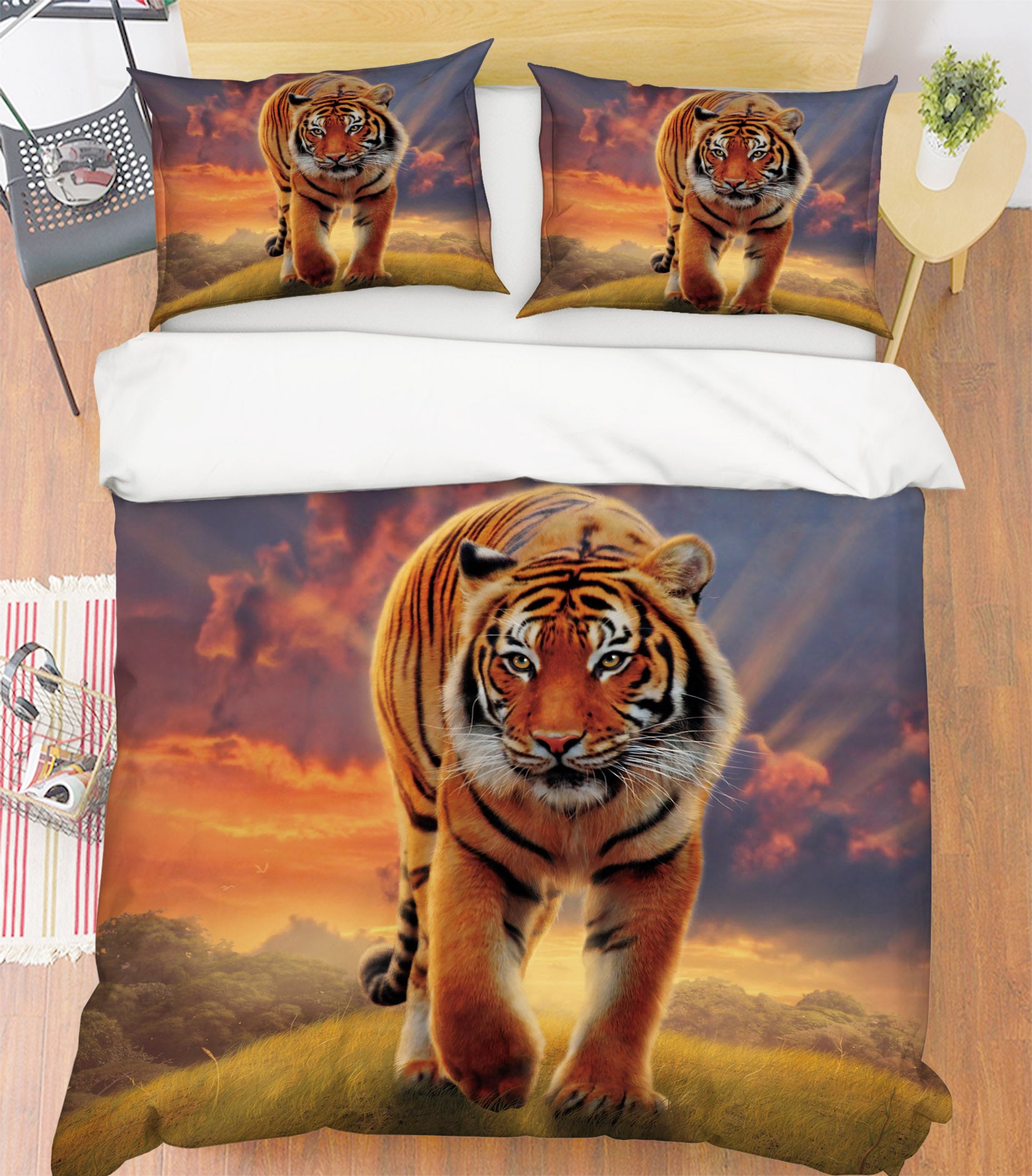 3D Rising Tiger 073 Bed Pillowcases Quilt Exclusive Designer Vincent