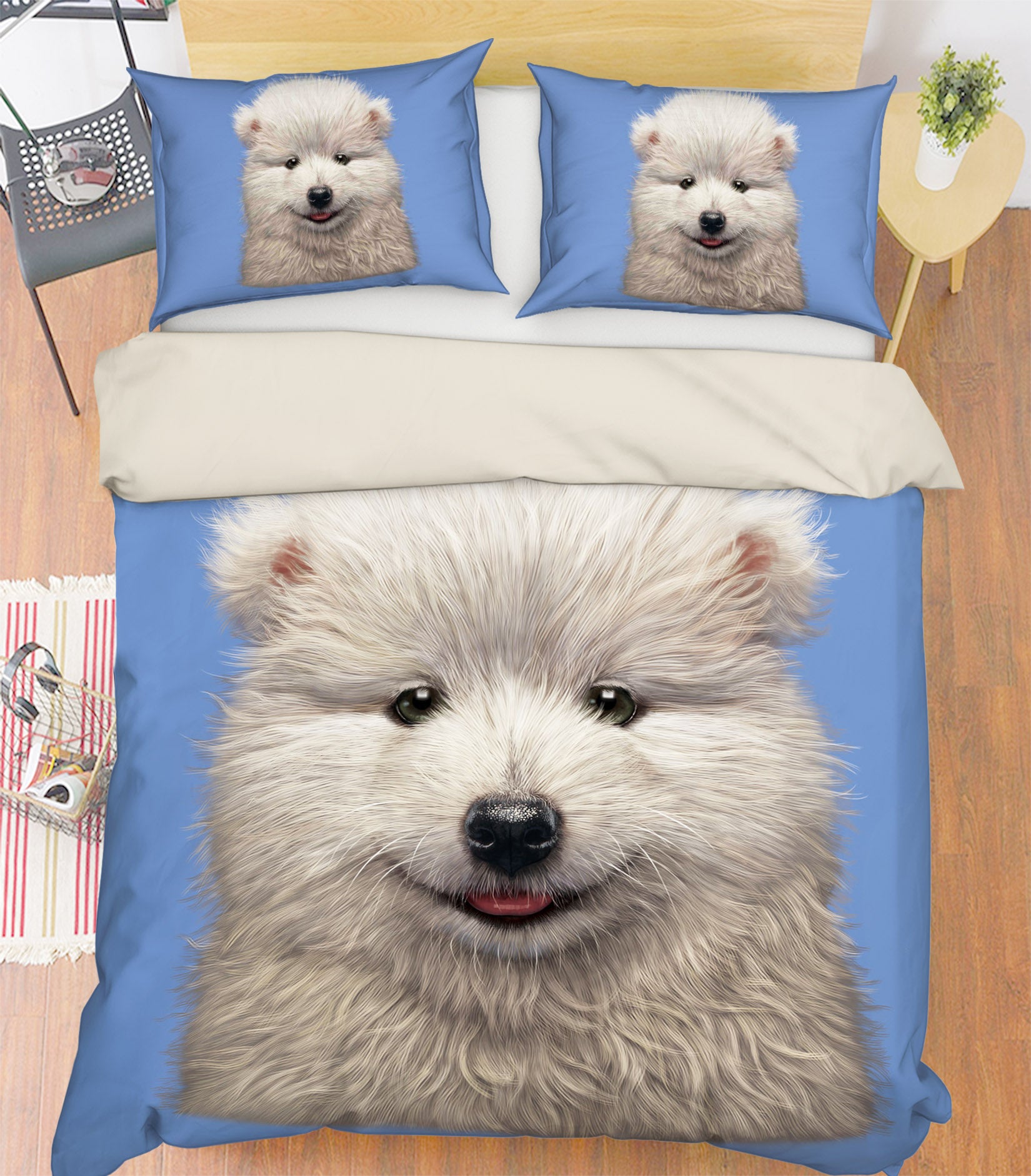 3D Samoyed Puppy 074 Bed Pillowcases Quilt Exclusive Designer Vincent
