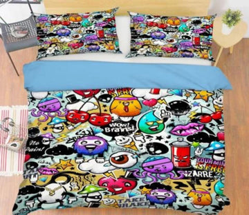 3D Graffiti Cartoon 221 Bed Pillowcases Quilt Wallpaper AJ Wallpaper 