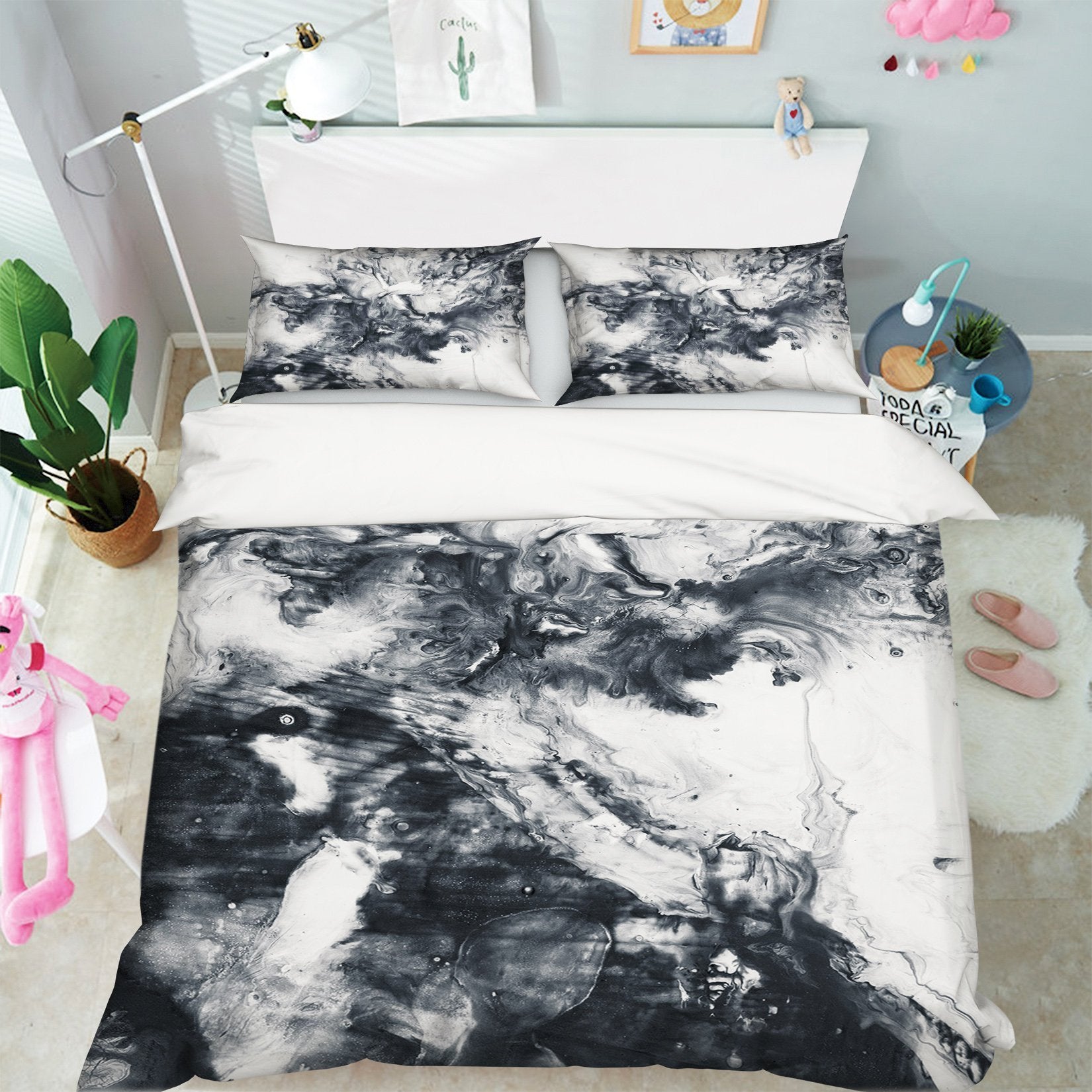 3D Graffiti Black Ink 032 Bed Pillowcases Quilt Wallpaper AJ Wallpaper 