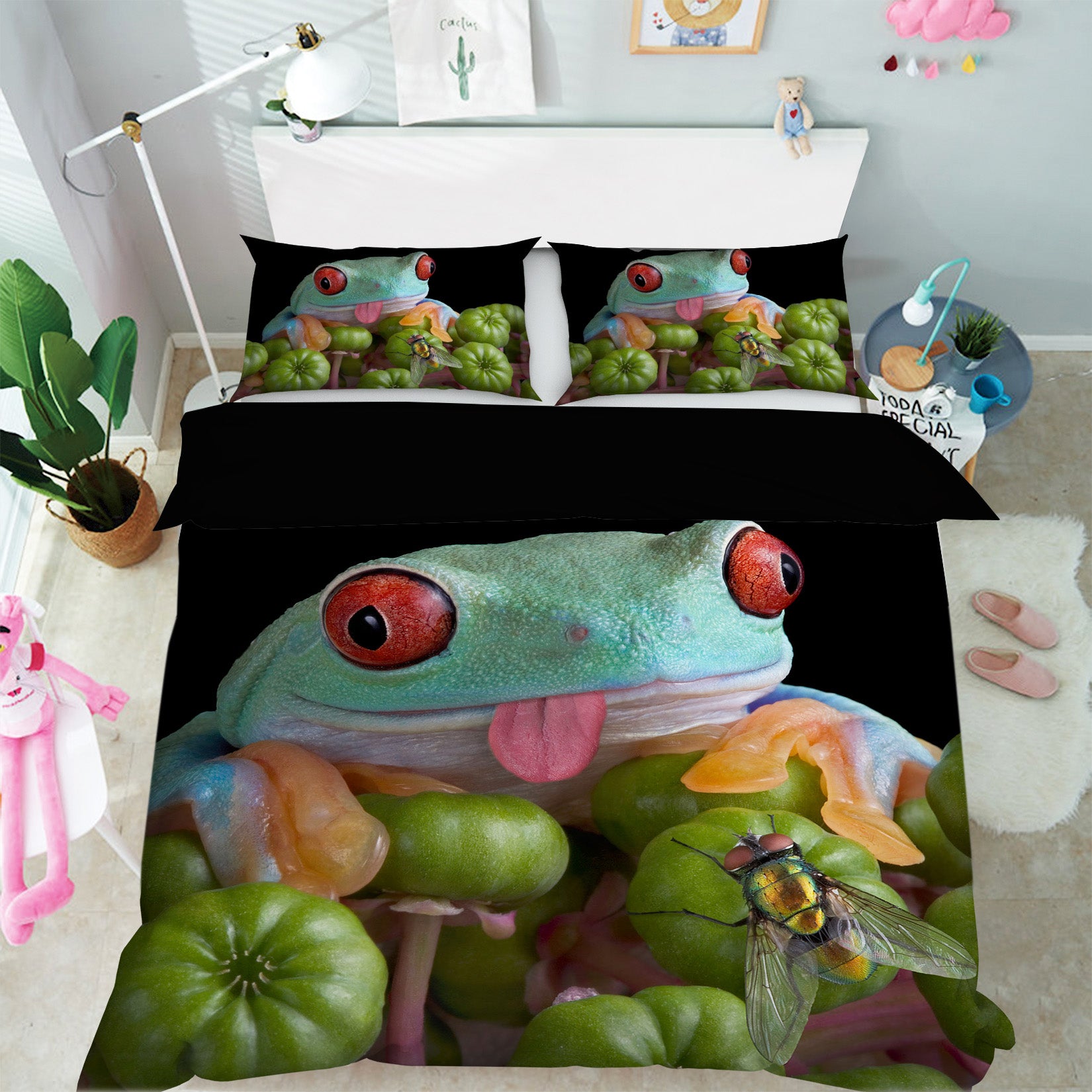 3D Color Frog 1909 Bed Pillowcases Quilt