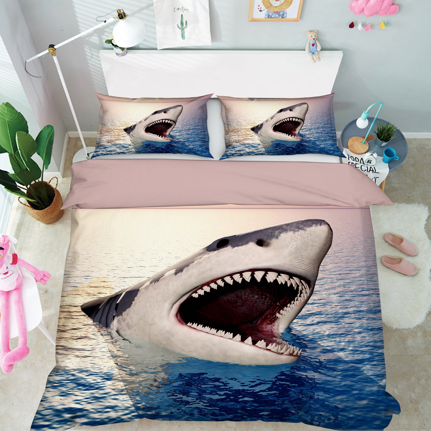 3D Shark Mouth 1928 Bed Pillowcases Quilt