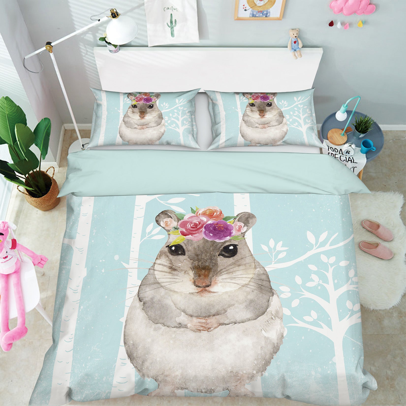 3D Squirrel Flower 251 Uta Naumann Bedding Bed Pillowcases Quilt