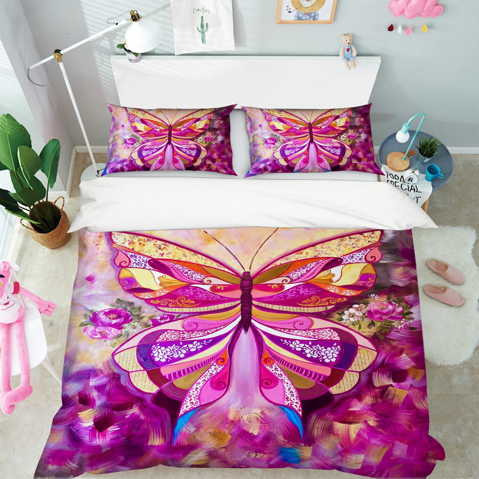3D Pink Butterfly Petals 592 Skromova Marina Bedding Bed Pillowcases Quilt