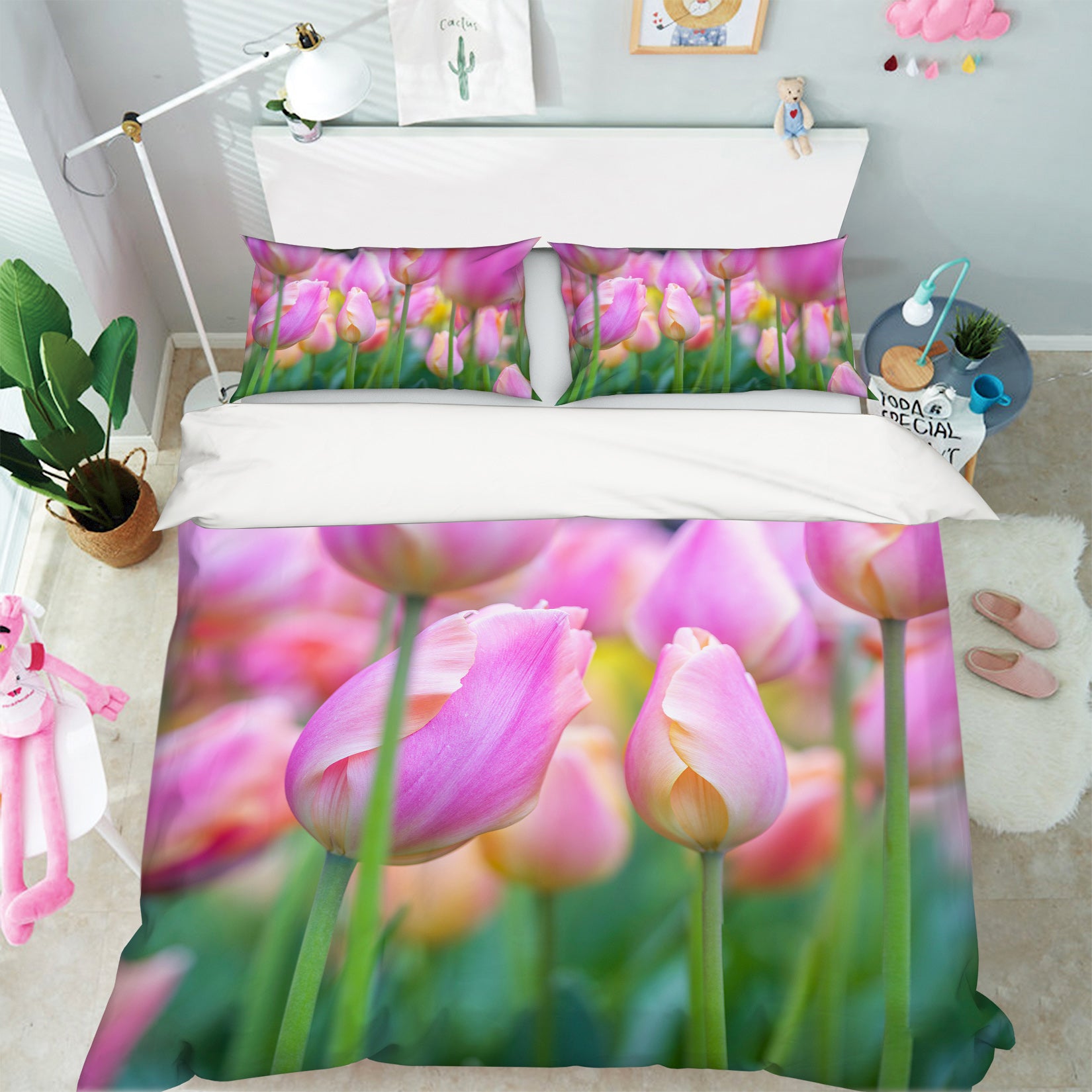 3D Pink Flower Bud 8643 Assaf Frank Bedding Bed Pillowcases Quilt