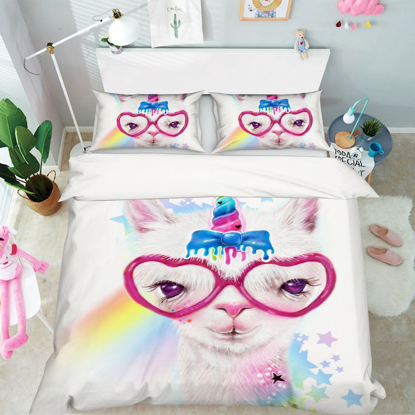3D Rainbow Alpaca 8569 Sheena Pike Bedding Bed Pillowcases Quilt Cover Duvet Cover