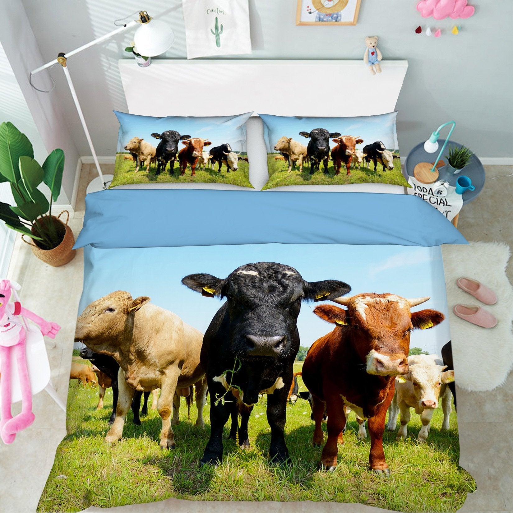 3D Herd Cows 1931 Bed Pillowcases Quilt Quiet Covers AJ Creativity Home 