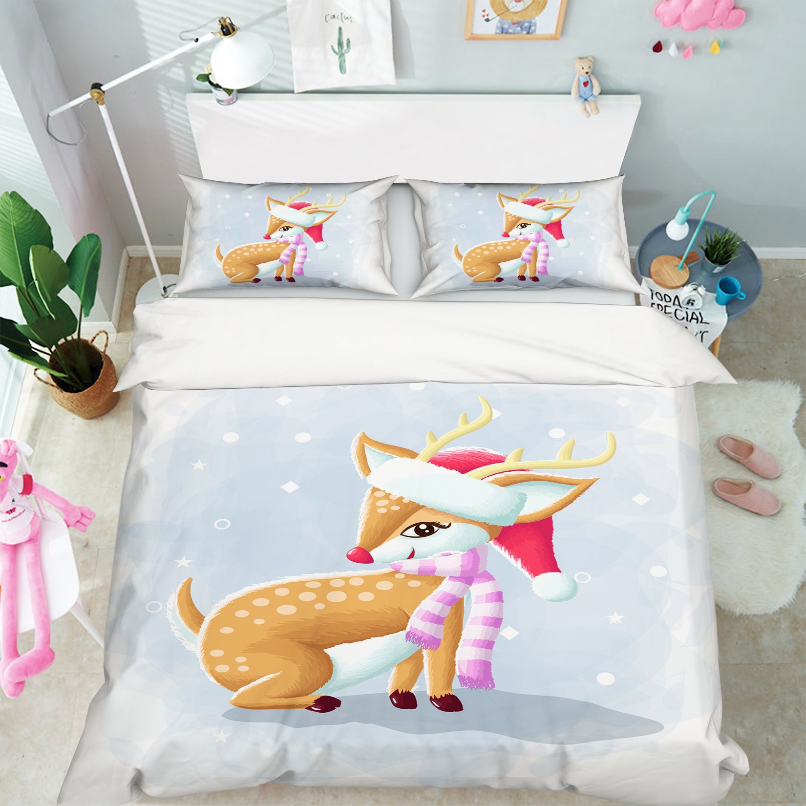 3D Sika Deer Scarf 64002 Bed Pillowcases Quilt
