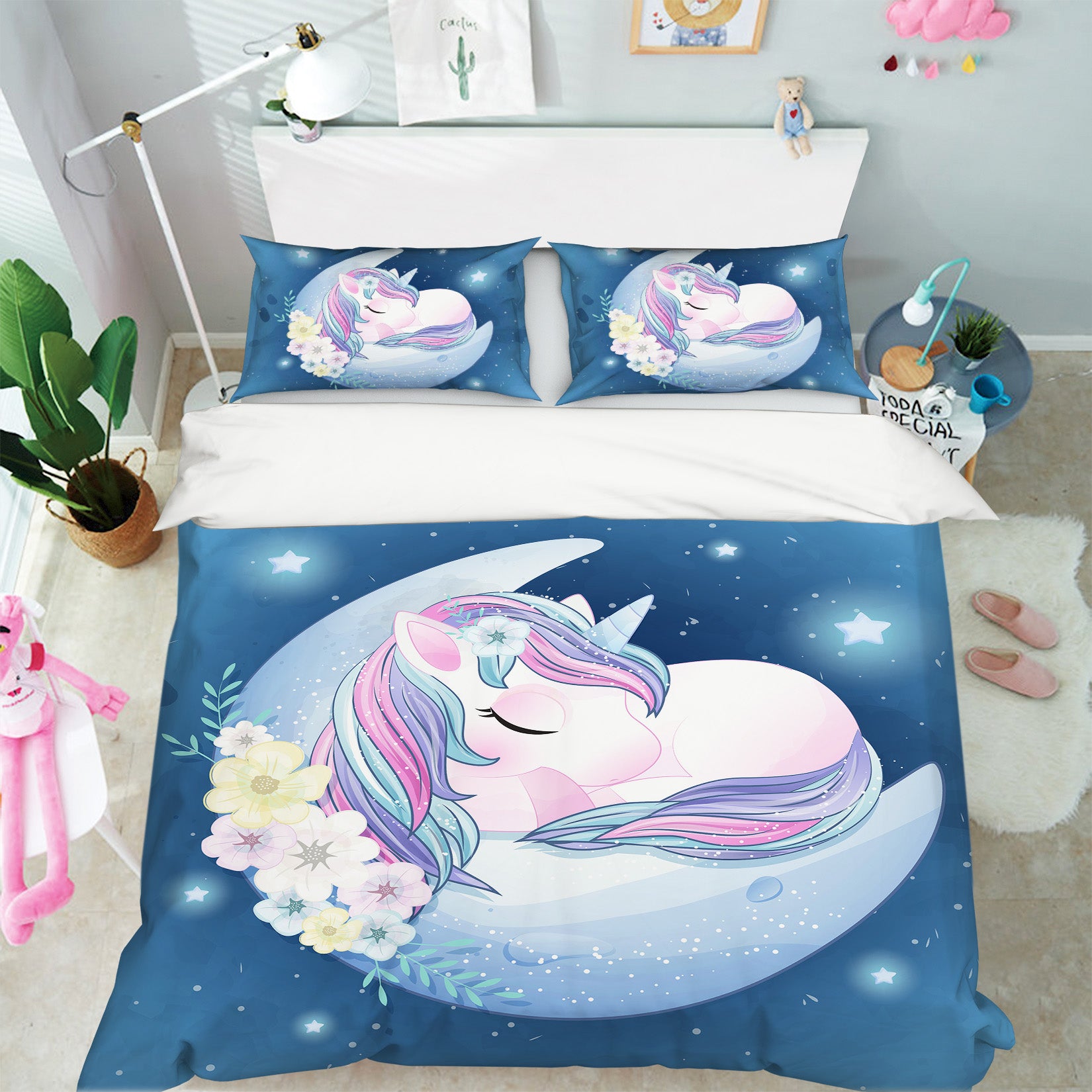 3D Moon Unicorn 67040 Bed Pillowcases Quilt
