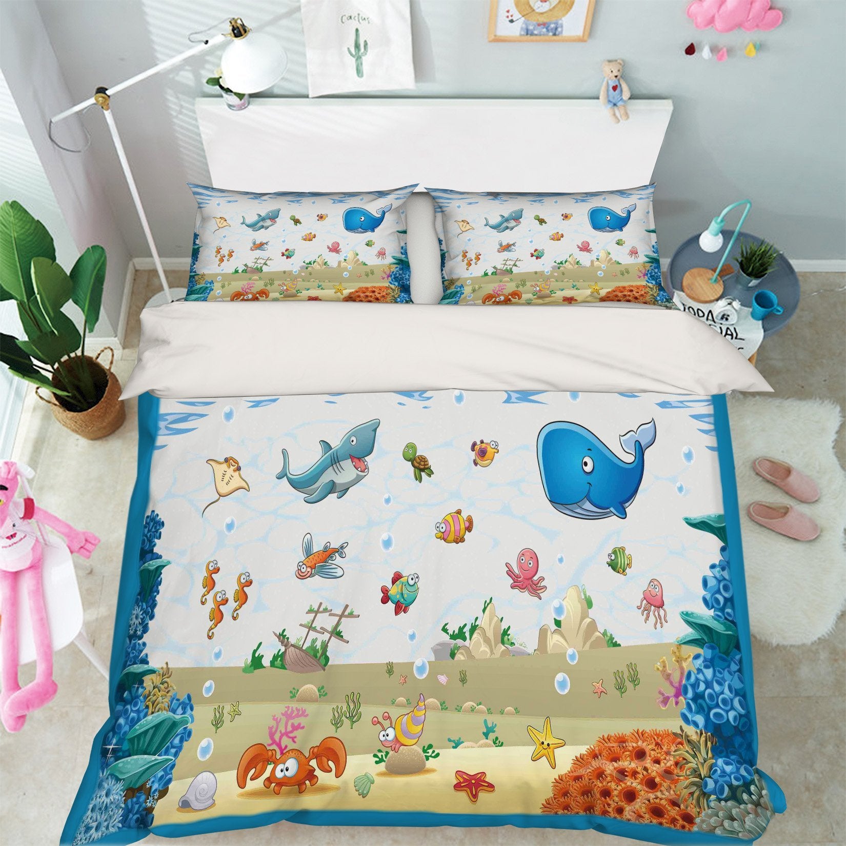 3D Cartoon Whale 134 Bed Pillowcases Quilt Wallpaper AJ Wallpaper 