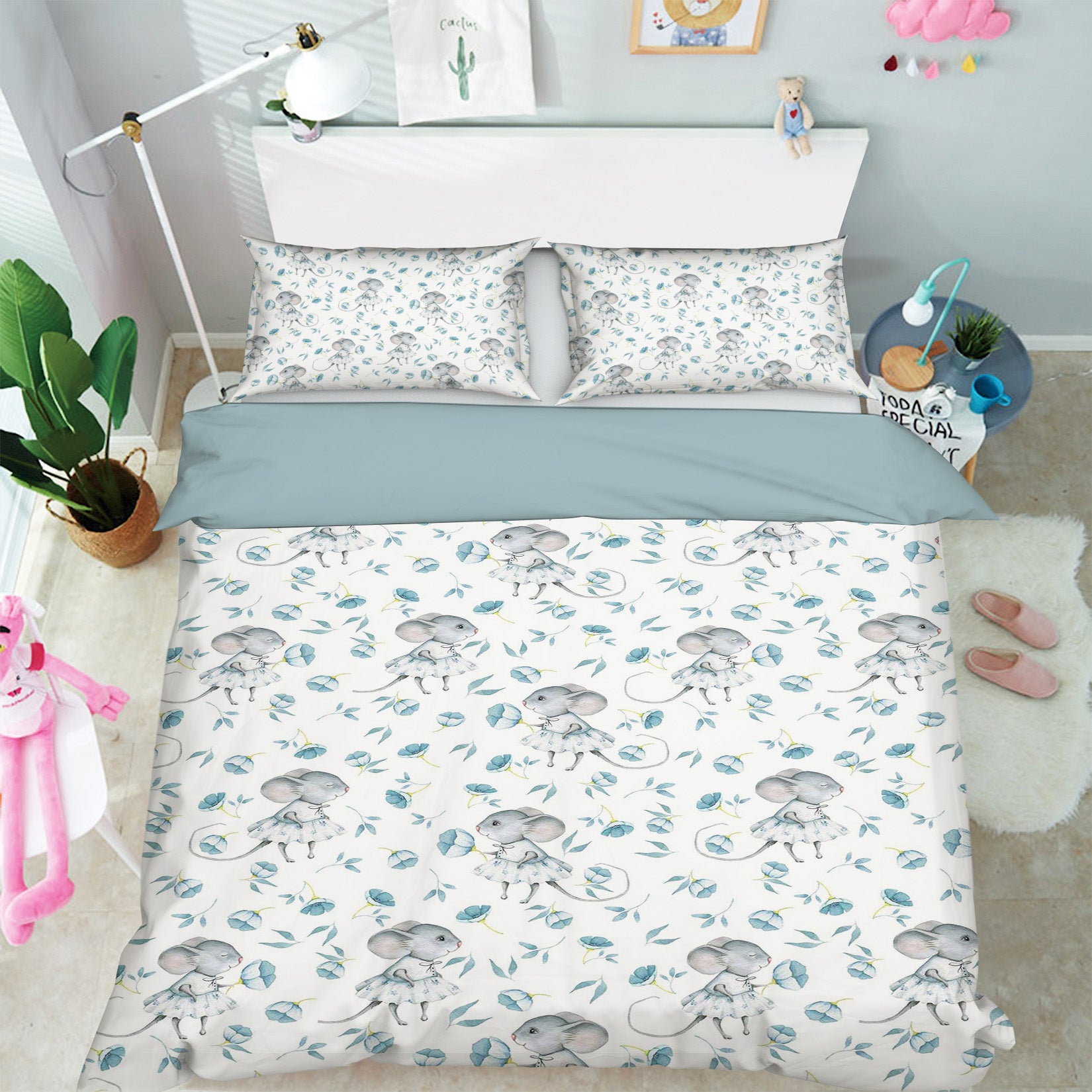 3D Mouse Flower 196 Uta Naumann Bedding Bed Pillowcases Quilt